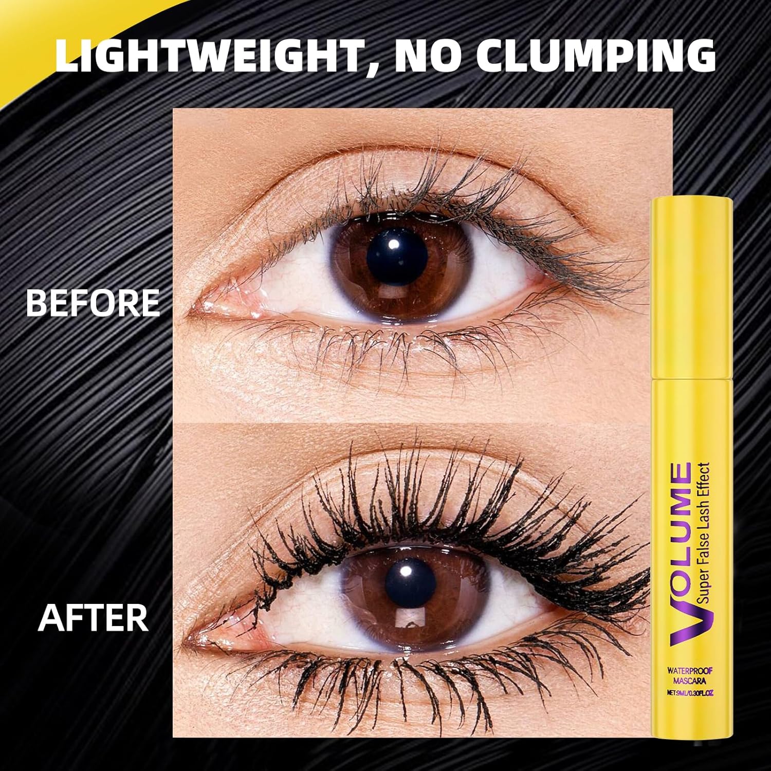 2pcs Bubble Mascara,Volume and Length,Washable Mascara Waterproof,Smudge-Proof & Clump-Proof Formula for Volumizing and Lengthening Natural Lashes, All-Day Wear