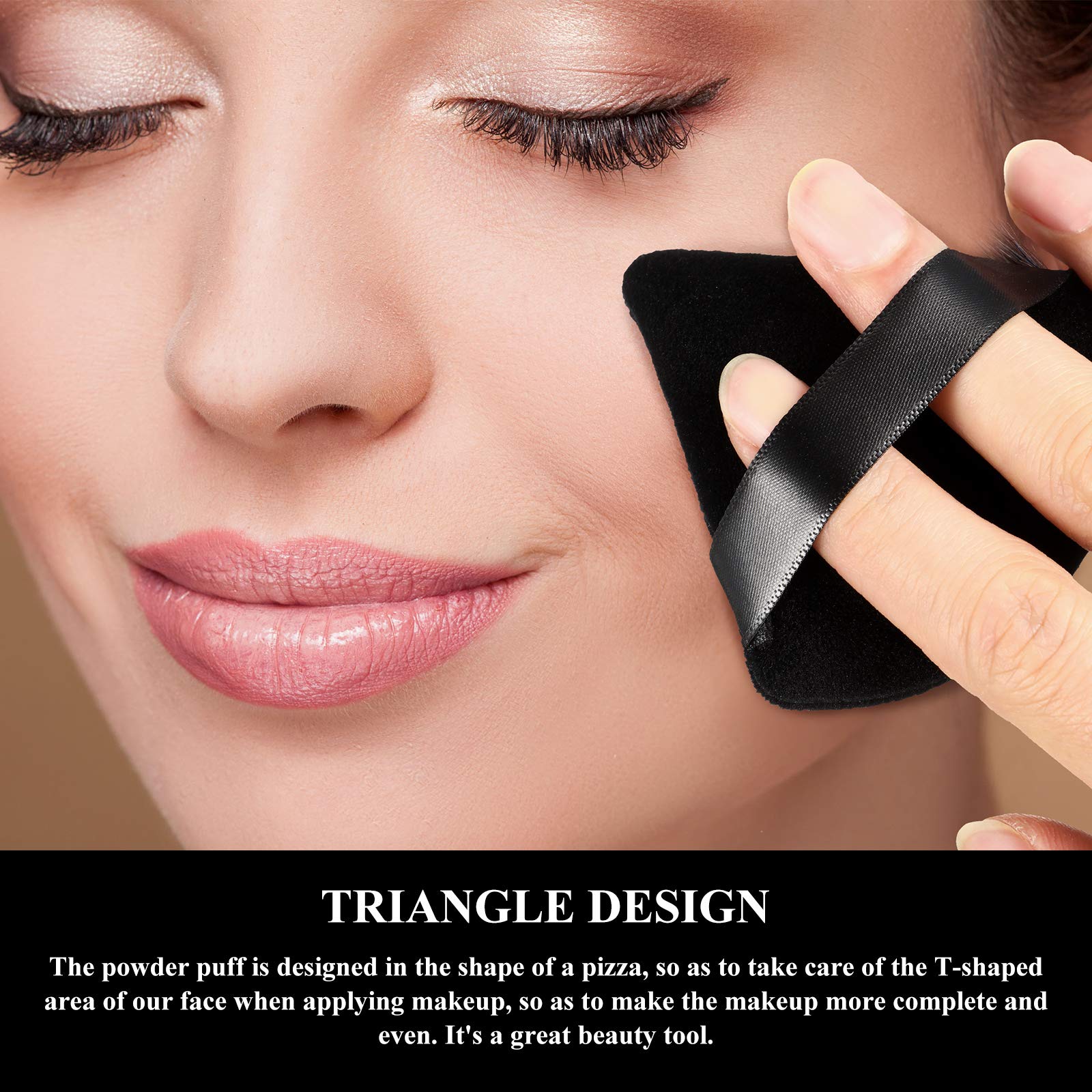 Maitys 12 Pcs Powder Puff Triangle for Face Makeup Cosmetic Loose Powder Puff Velour Soft Body Washable Reusable Foundation Sponge Wet Dry Makeup Tool for Women(Small,Black)
