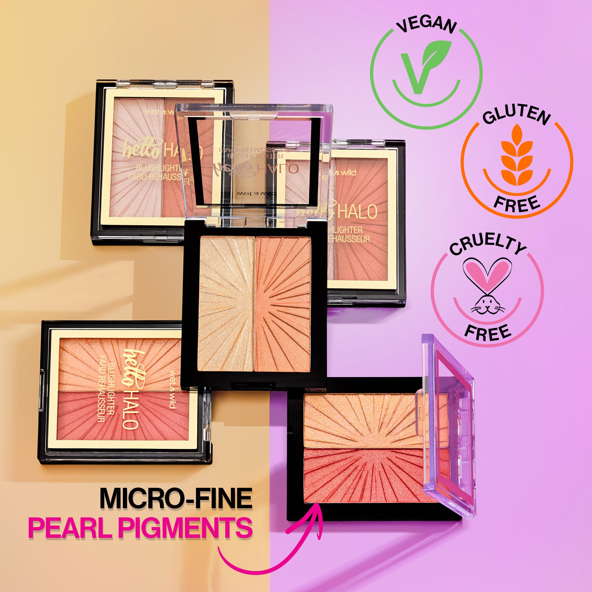 Wet n Wild MegaGlo Blushlighter, Blendable Blush & Highlighter Set, Shimmery Metallic Finish, Flash Me