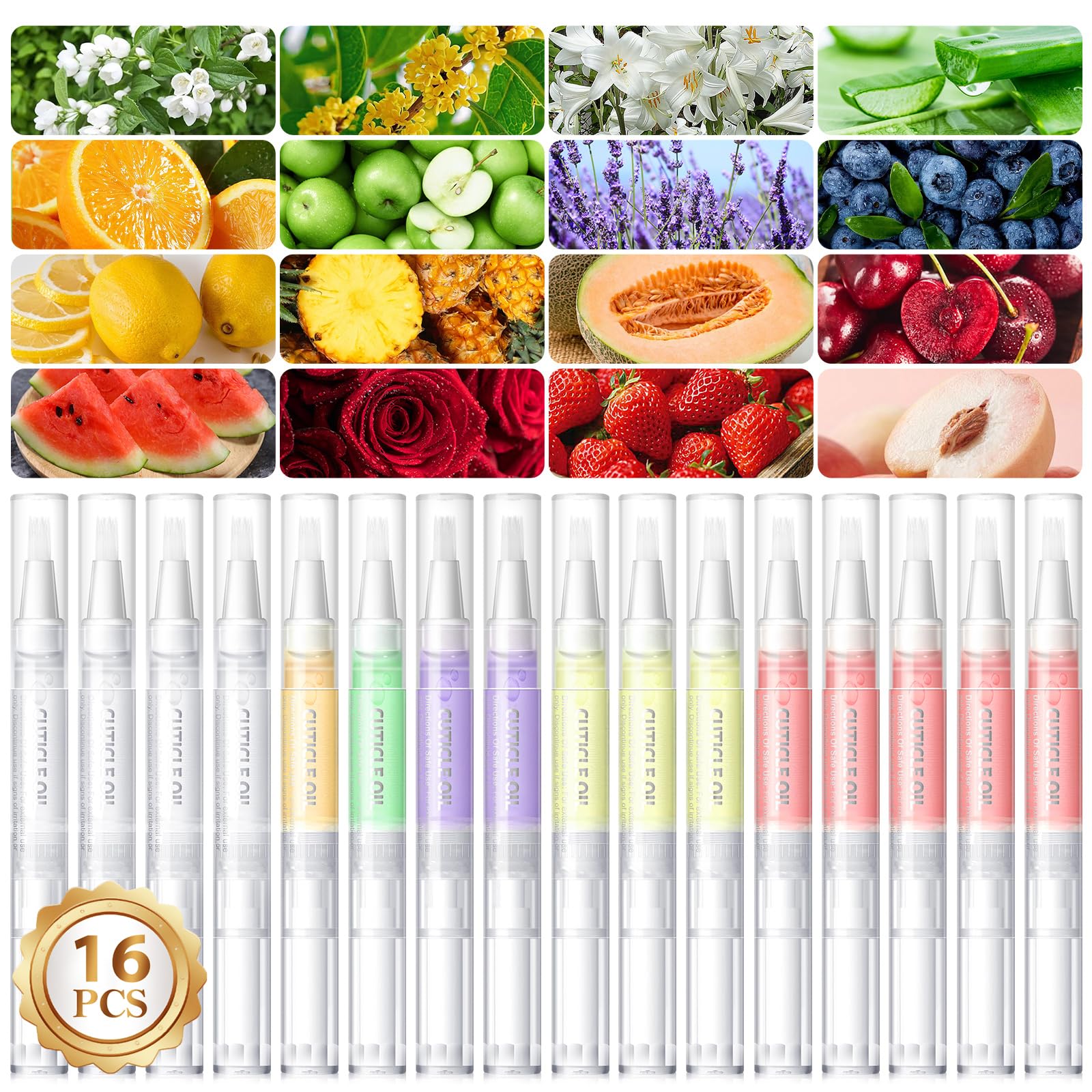 COSCELIA 16 PCS Cuticle Oil Pen for Nails Cuticle Revitalizer Oil Pens Set Nail Care Nourishment Treatment Moisturized Repair Pen Bulk Manicure Tools for Gel Nails Gifts for Women