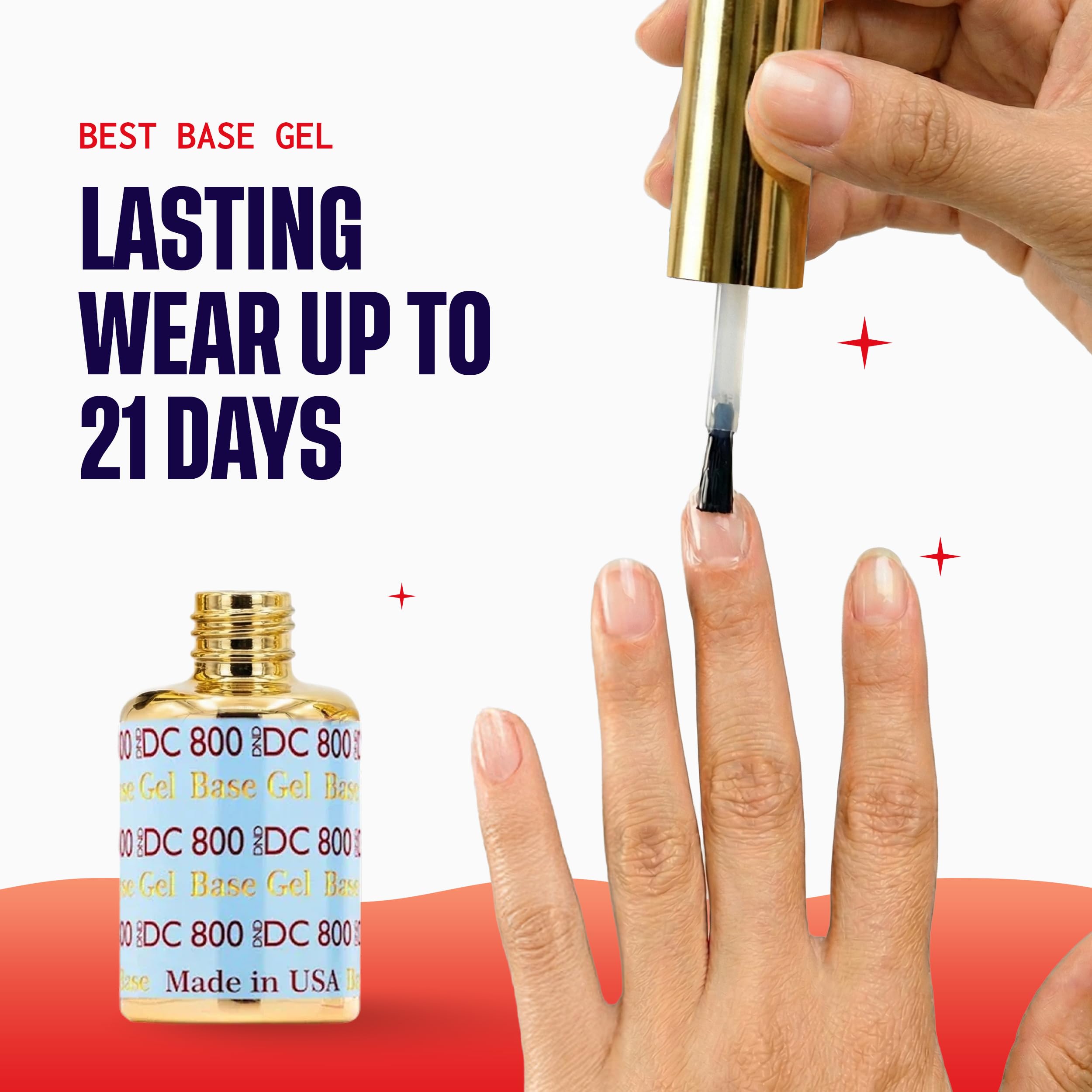 DND DC Base Gel and Top Gel Polish No Cleanse Set, UV/LED GelBase Polish 800 and No Cleanse Top Coat 900, Salon Professional Gel Polish Duo, 0.6 Fl Oz Each