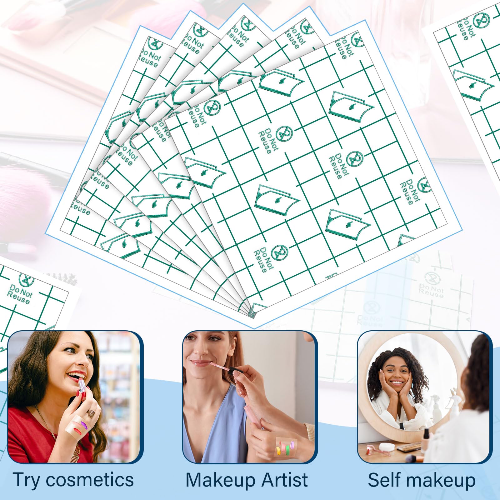 Linyuthia 200 Pieces Makeup Hand Palette Single Use Waterproof Makeup Mixing Palette Disposable Foundation Mixing Tray Adhesive Artist Cosmetic Tape for Women(2.36 x 2.36 Inch)