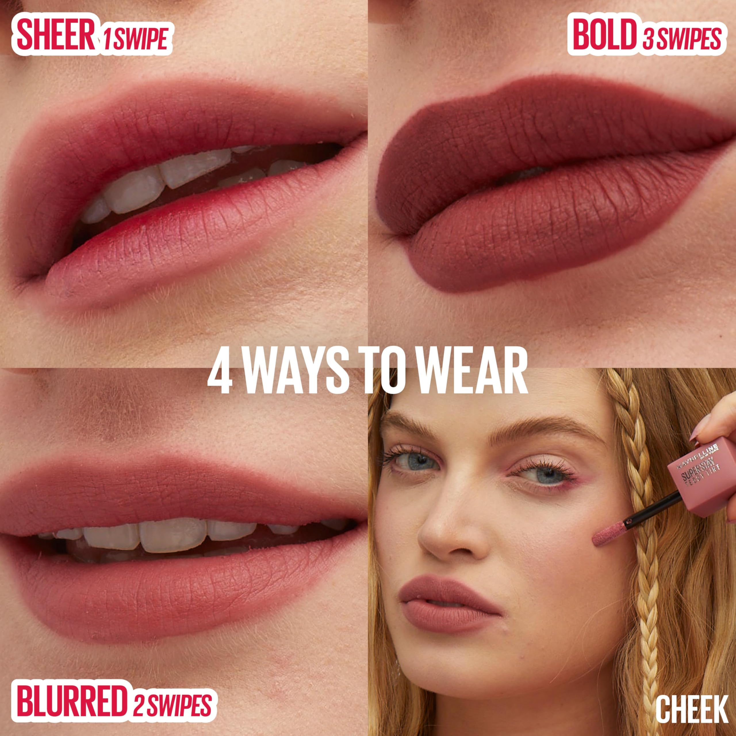 MAYBELLINE Super Stay Teddy Lip Tint, Long Lasting Matte Lipstick for Up To 12HR Wear, Kitten Heel, 1 Count