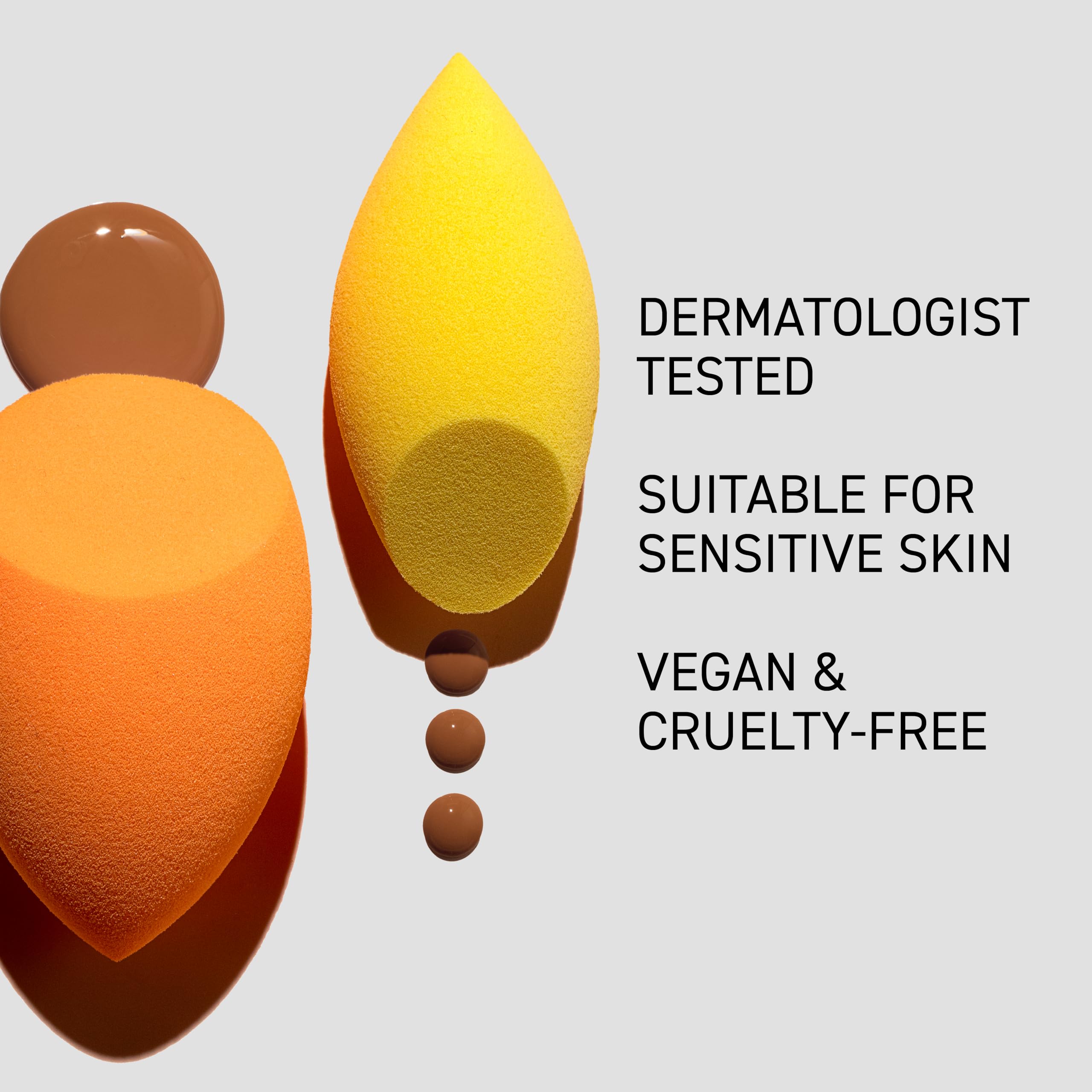 Real Techniques Miracle Complexion Sponge + Concealer Sponge Duo, Makeup Blending Sponges For Foundation & Concealer, Offers Light To Medium Coverage, Natural, Dewy Makeup, Latex-Free Foam 2 Count