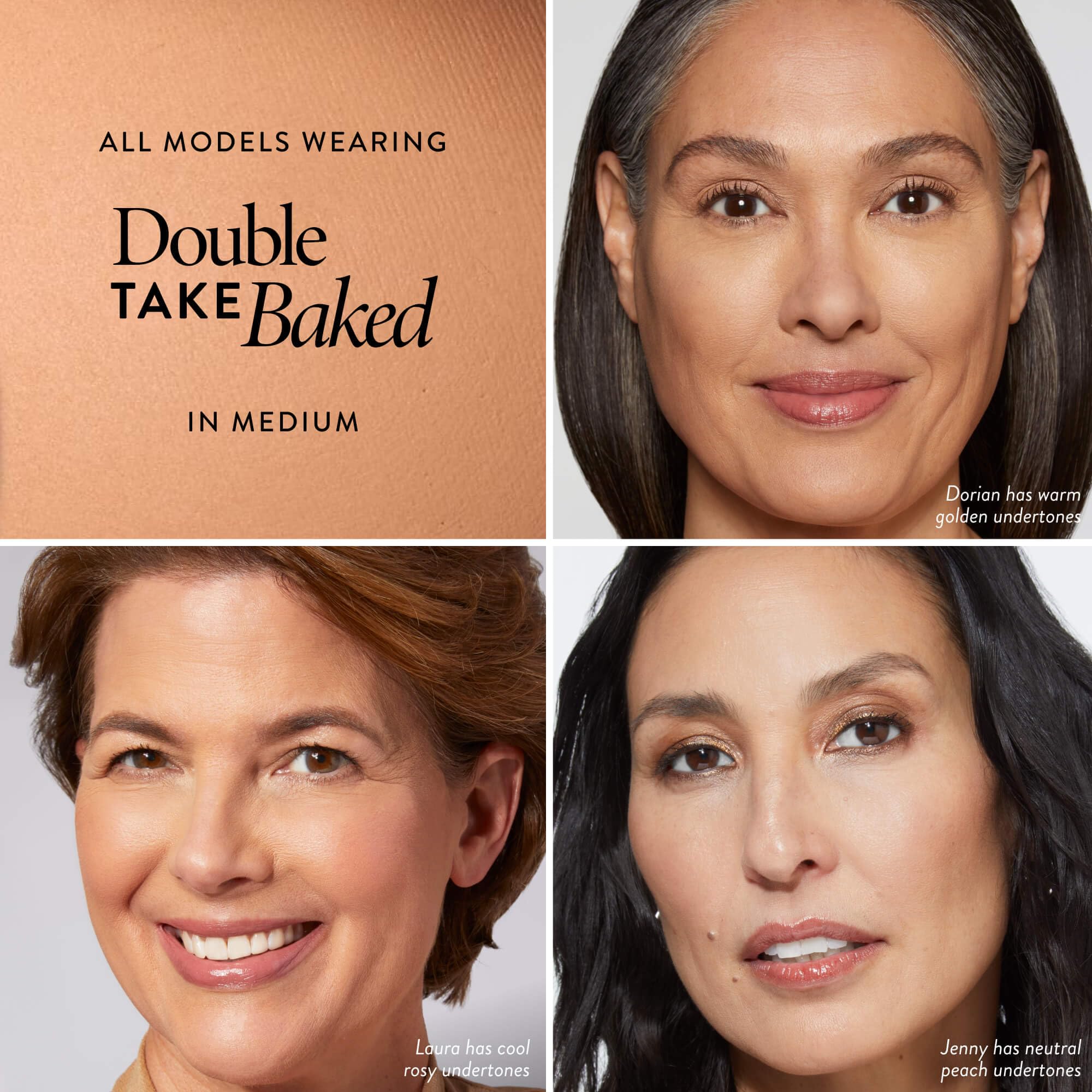 LAURA GELLER NEW YORK Baked Double Take Powder Foundation – Longwear Buildable Medium to Full Coverage – Matte Finish – Non-Caking Formula– Handmade in Italy – Mature & Sensitive Skin – Medium