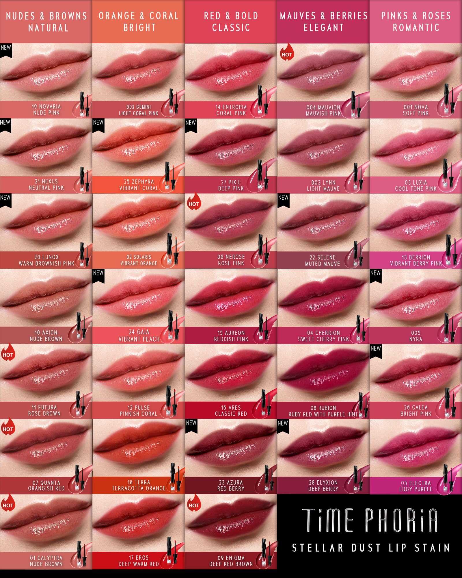 TIMEPHORIA Stellar Dust Lip Stain 11 Futura, Transfer-Proof &Smudgeproof Lip Gloss, Rose Brown Tinted Glossy Finish, High-Pigment Vibrant Color, Hydrating Lightweight Long-Lasting Lip Makeup for Women