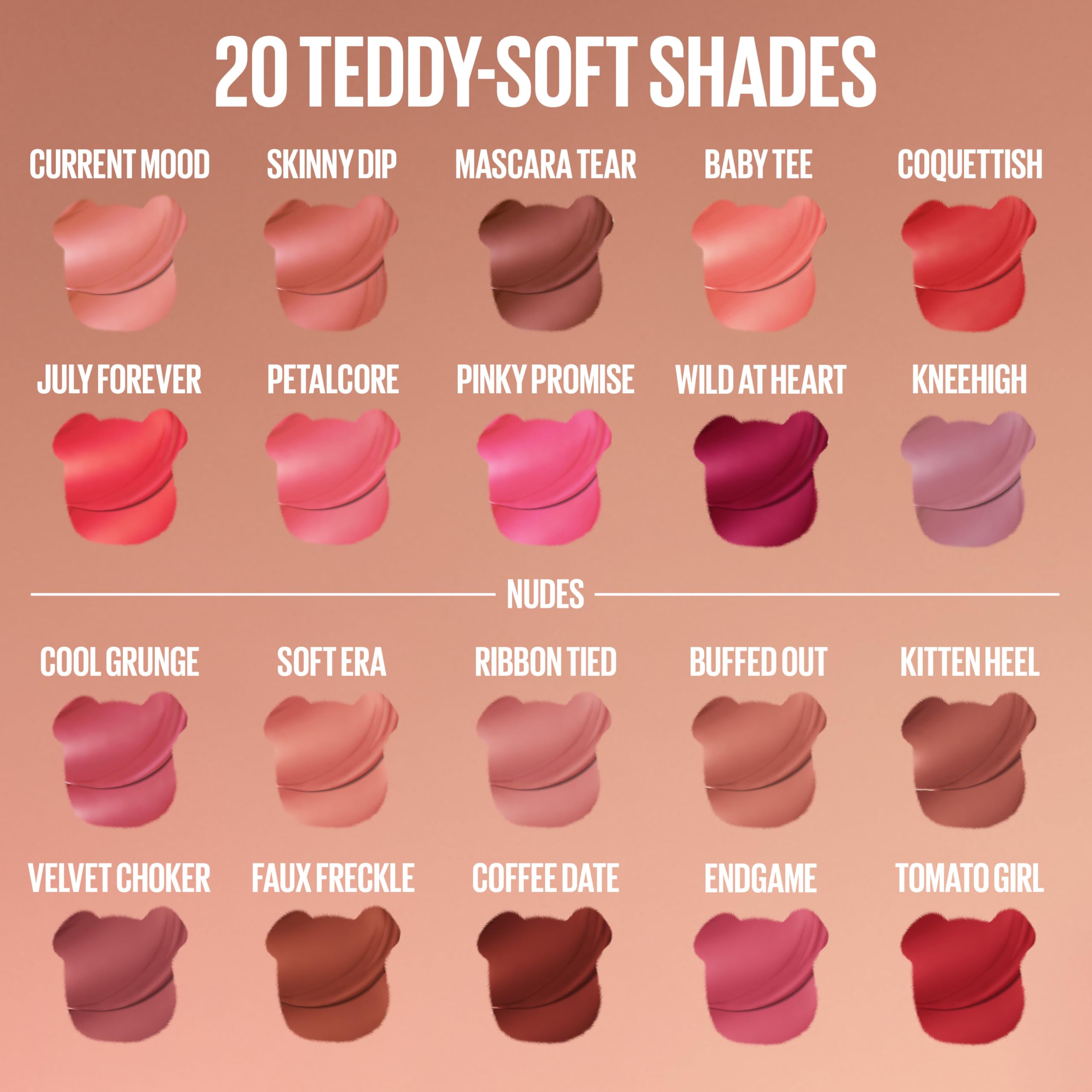 MAYBELLINE Super Stay Teddy Lip Tint, Long Lasting Matte Lipstick for Up To 12HR Wear, Kitten Heel, 1 Count