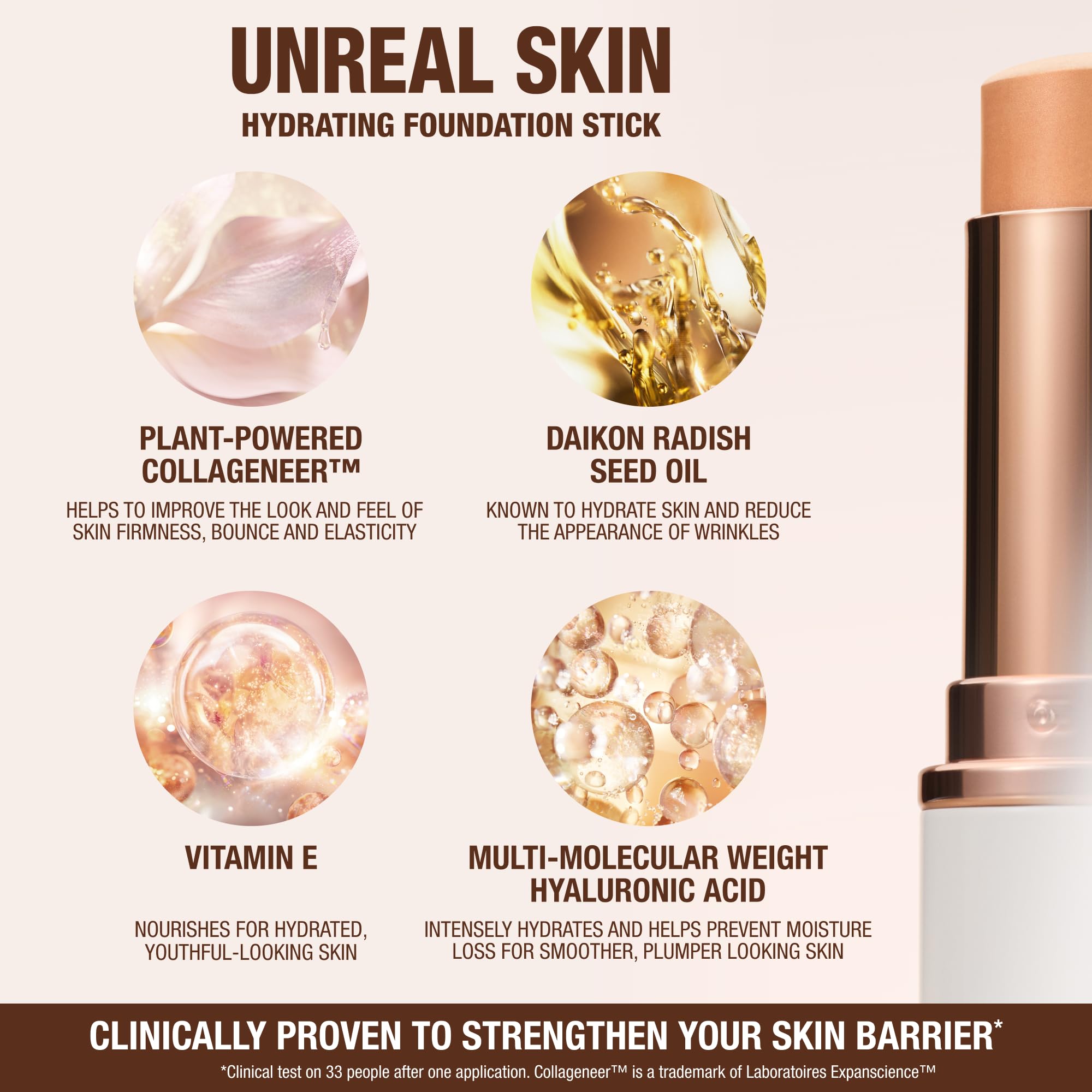 Charlotte Tilbury Unreal Skin Tint & Sheer Glow Hydrating Foundation Stick - Cream Foundation Makeup with Sheer-to-Light Coverage & a Buildable Formula - Blurring, Smoothing & Nourishing - 3 Fair