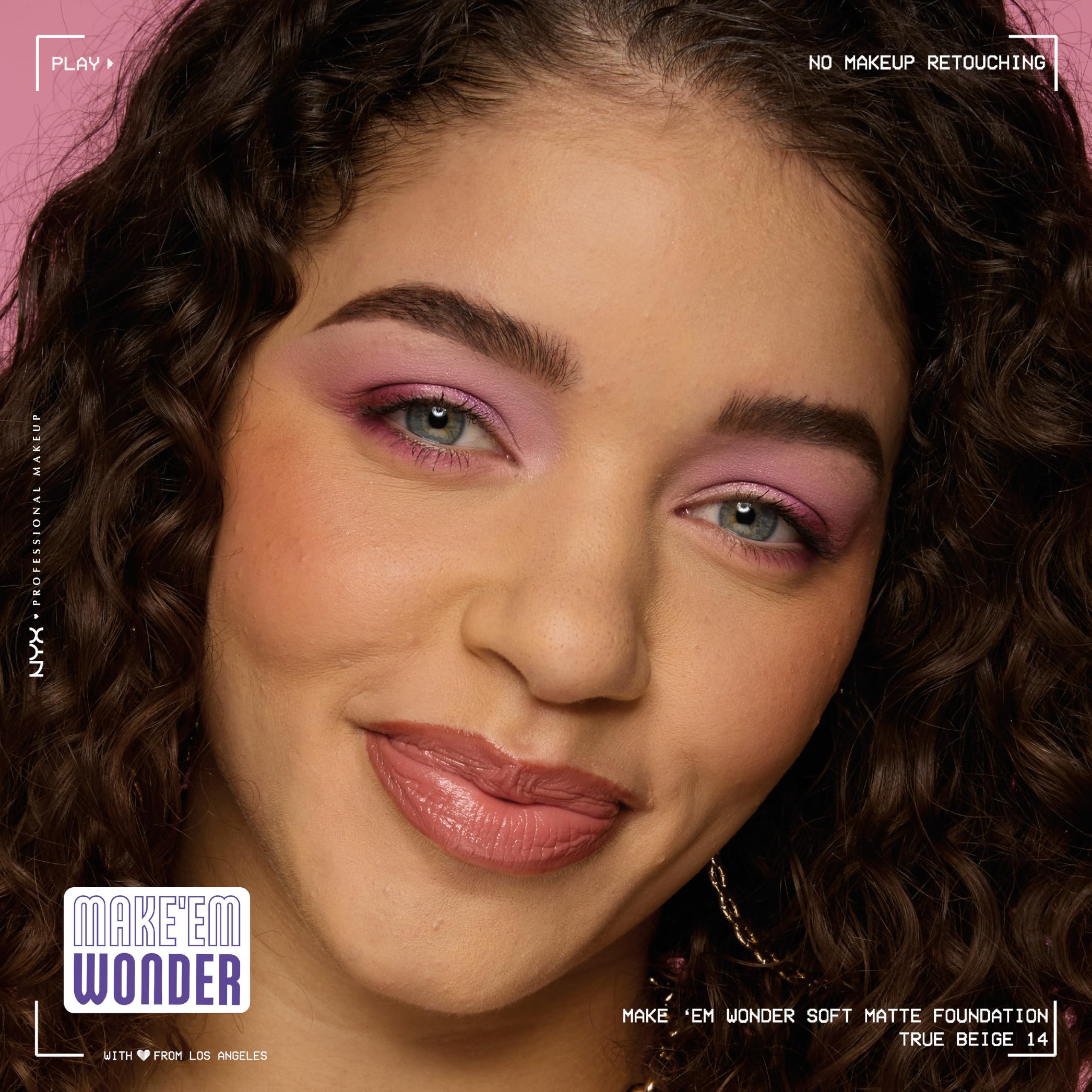 NYX PROFESSIONAL MAKEUP Make 'Em Wonder Liquid Foundation, 24HR Foundation Makeup With A Soft Matte Finish, Buildable Full Coverage - 14 True Beige