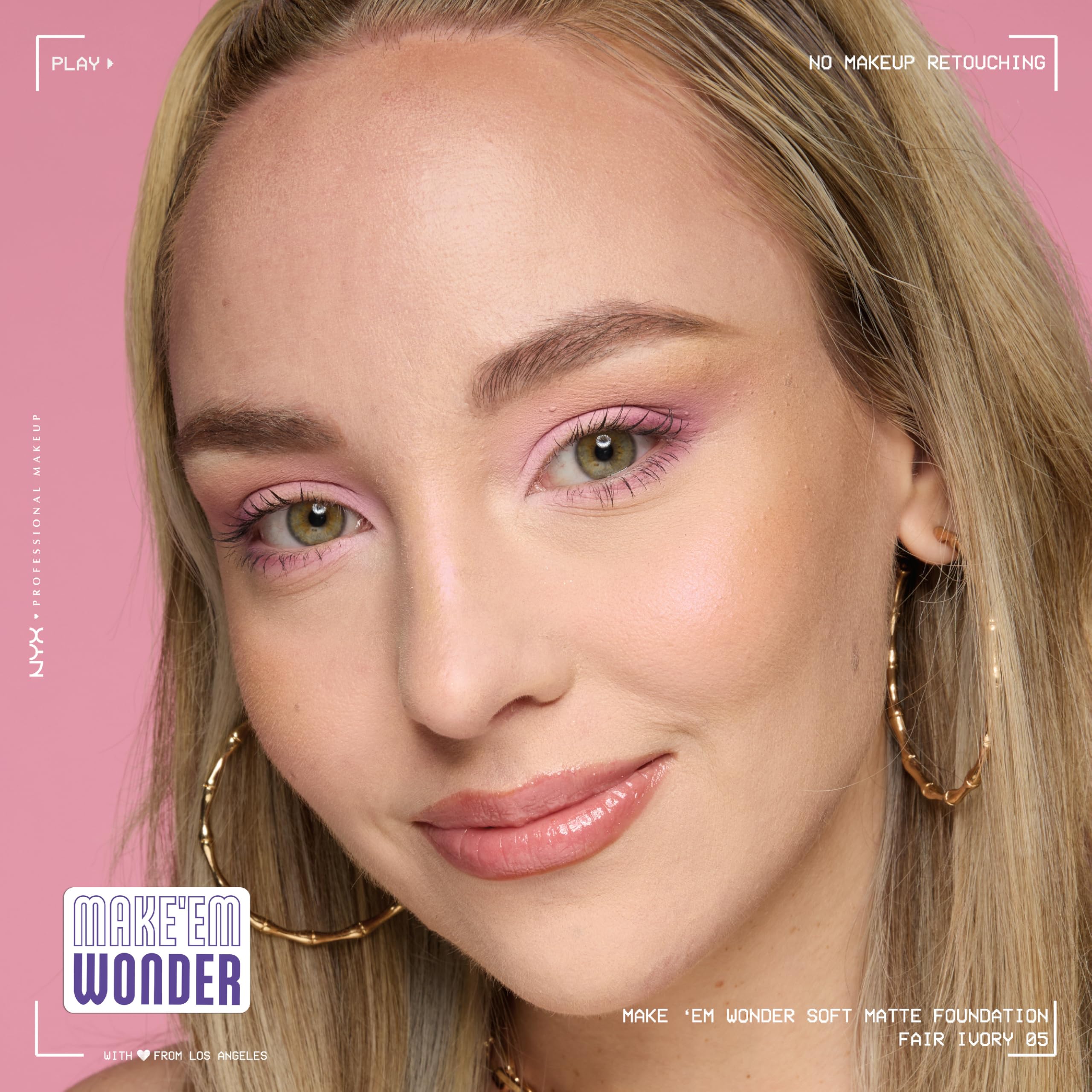 NYX PROFESSIONAL MAKEUP Make 'Em Wonder Liquid Foundation, 24HR Foundation Makeup With A Soft Matte Finish, Buildable Full Coverage - 05 Fair Ivory