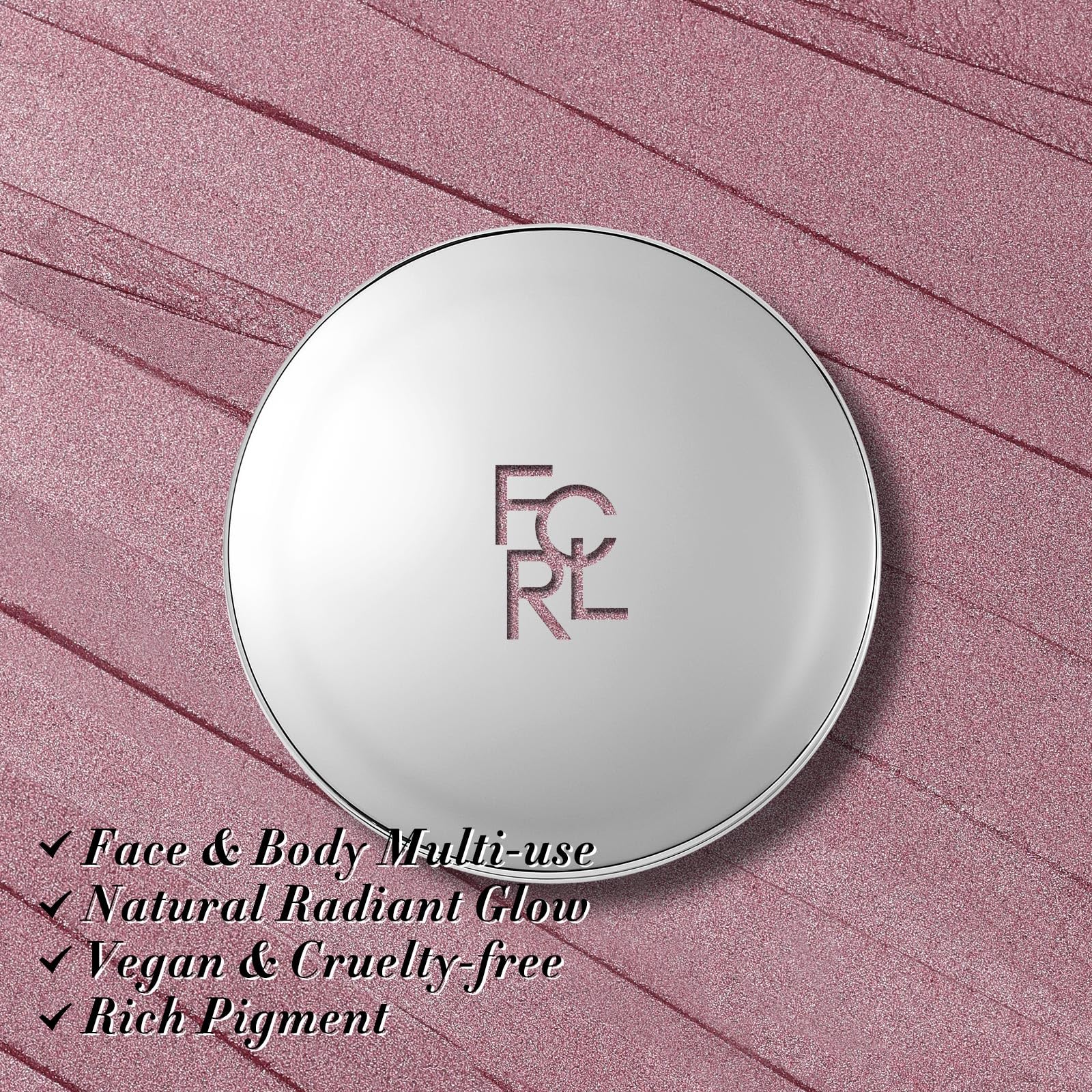 FOCALLURE Shimmer Face Highlighter Makeup Powder, Gel to Powder Glow Finish, Leaving a Lightweight & Healthy Radiance, Long Lasting Luminous Face Body Highlighter Makeup,PK01 Pinkish Galaxy