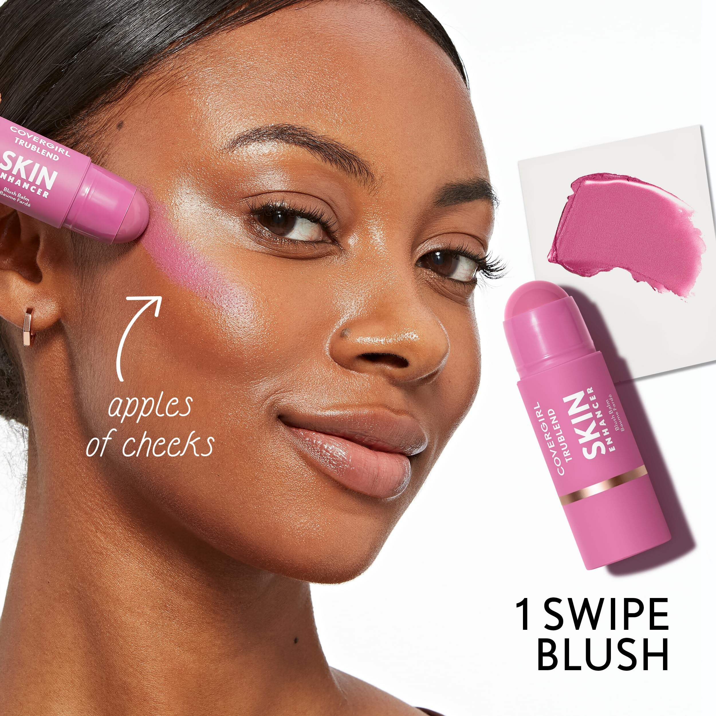 COVERGIRL Trublend Skin Enhancer Blush Balm Stick, Vegan Formula, Easy to Use, Glides on Effortlessly, Non-Greasy, Doesn't Crease - 250 Sleepy Mauve (Bright, Cool Mauve)