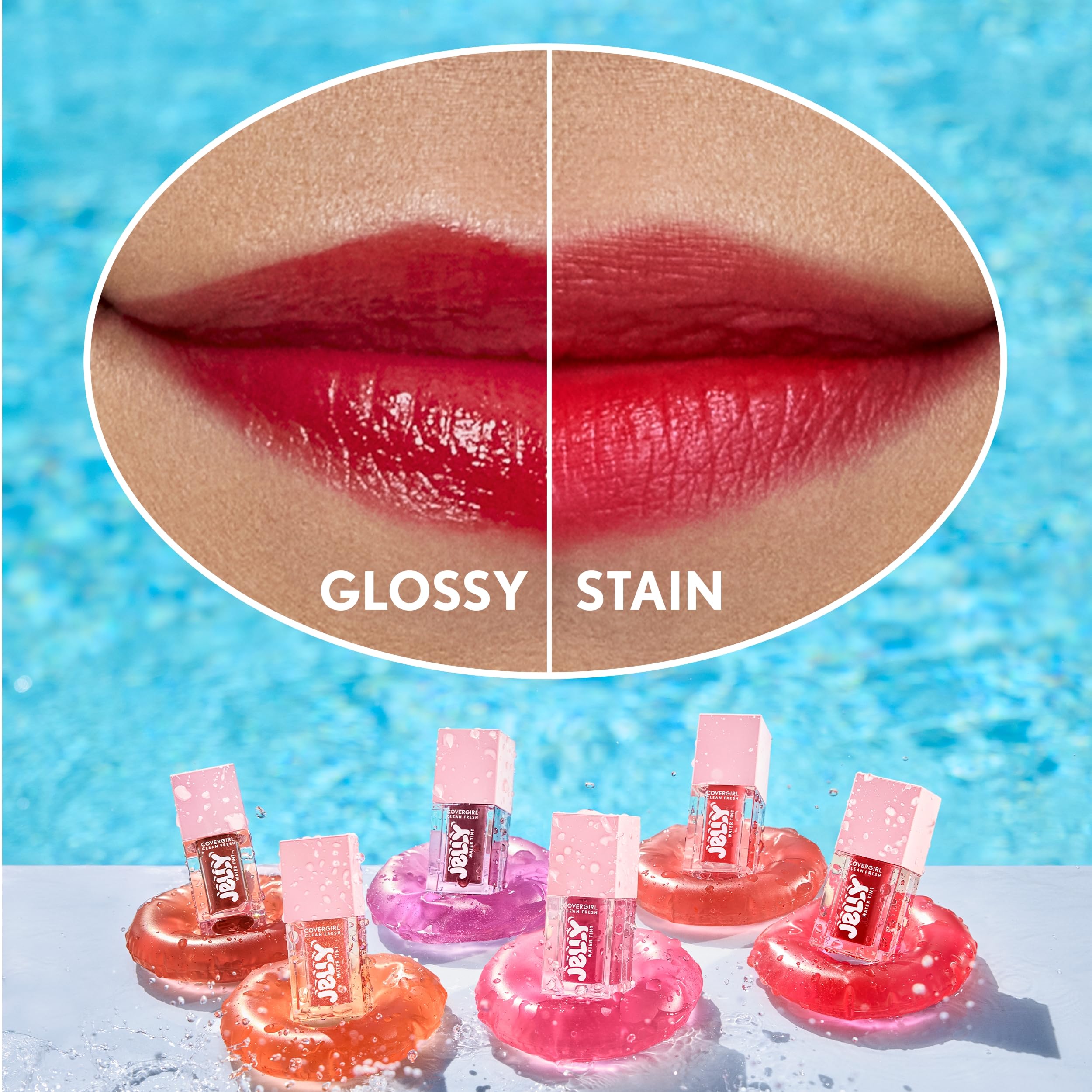 COVERGIRL Clean Fresh Jelly Water Tint, Lip & Cheek Tint, Transfer-Proof, Hydrating - 50 Mulberry Melts (Mahogany)