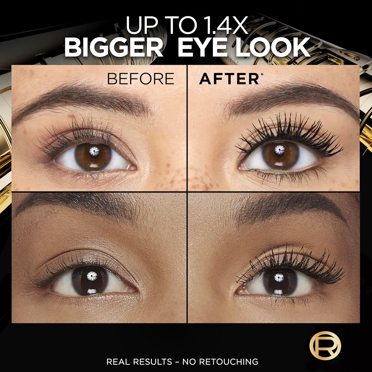 L'Oreal Paris Voluminous Panorama Mascara, Volumizing and Lengthening Mascara, Washable Longwear and Smudge Resistant Make Up, Blackest Black, 0.33 Fl Oz