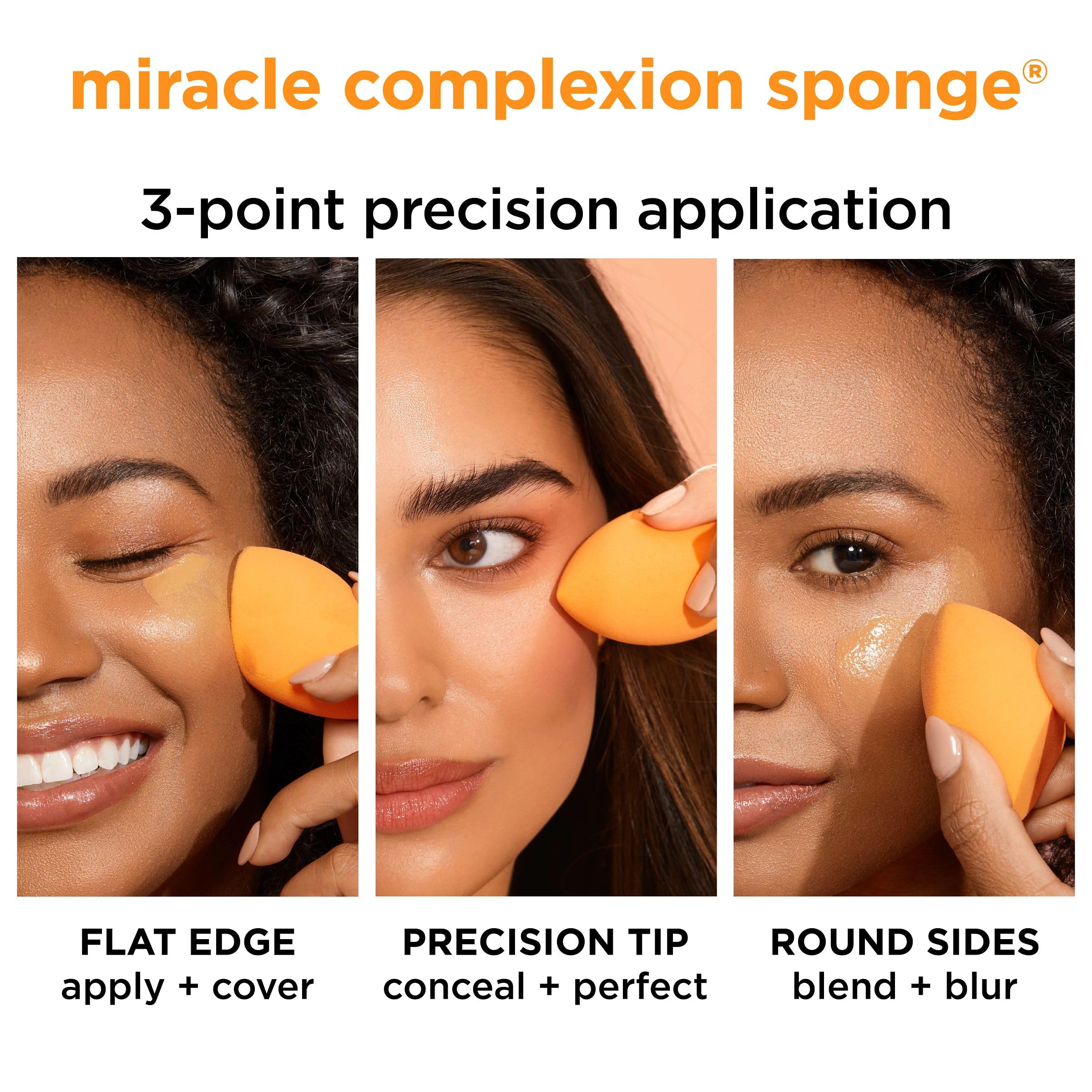 Real Techniques 6 Pack Assorted Makeup Blending Sponges, 3 Miracle Makeup Sponges, For Blending, Baking, And Setting, Use With Foundation & Powder, Dewy or Matte Finish, Cruelty-Free