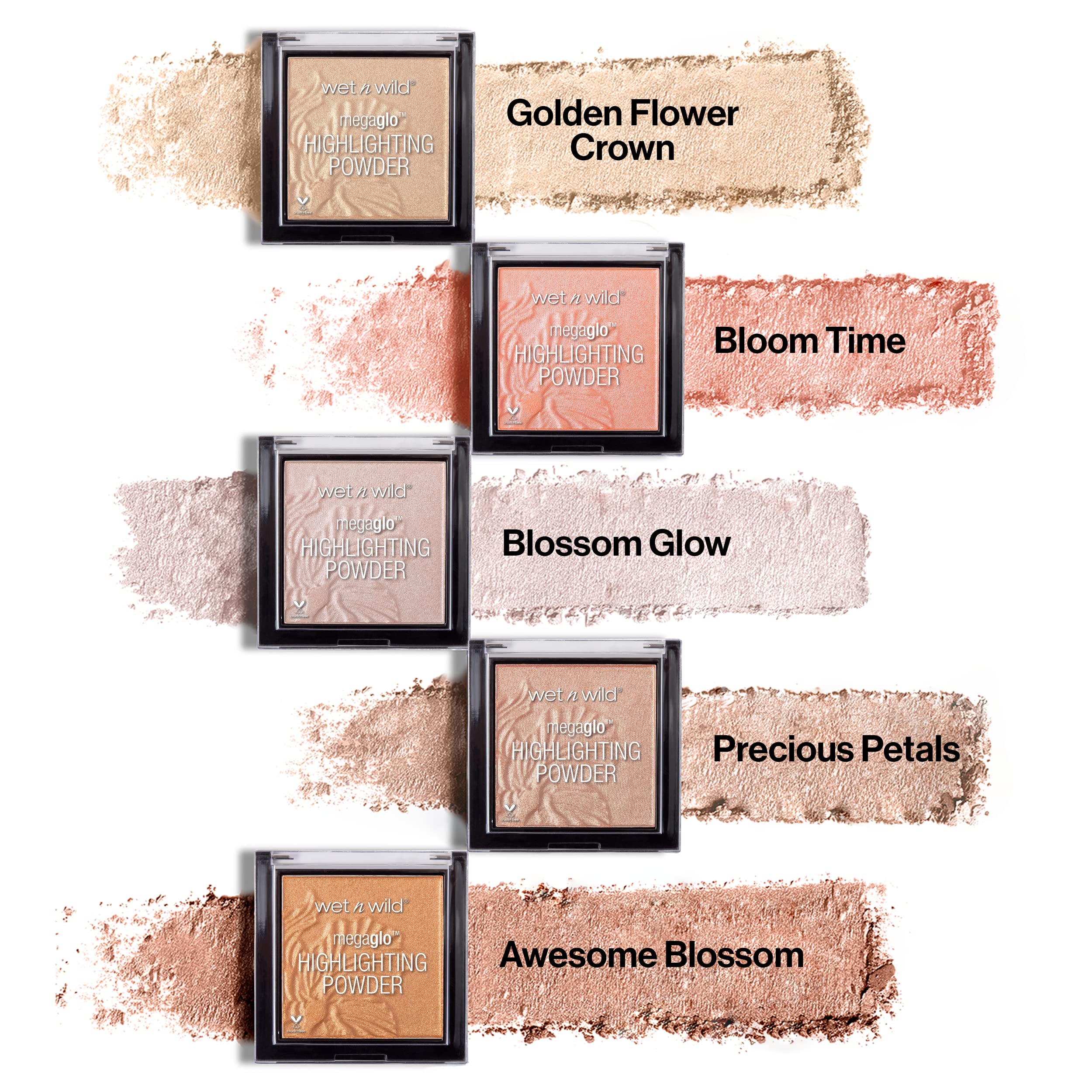wet n wild MegaGlo Highlighting Powder, Highlighter Makeup, Shimmer Glow, Pink Rose Gold Blossom Glow