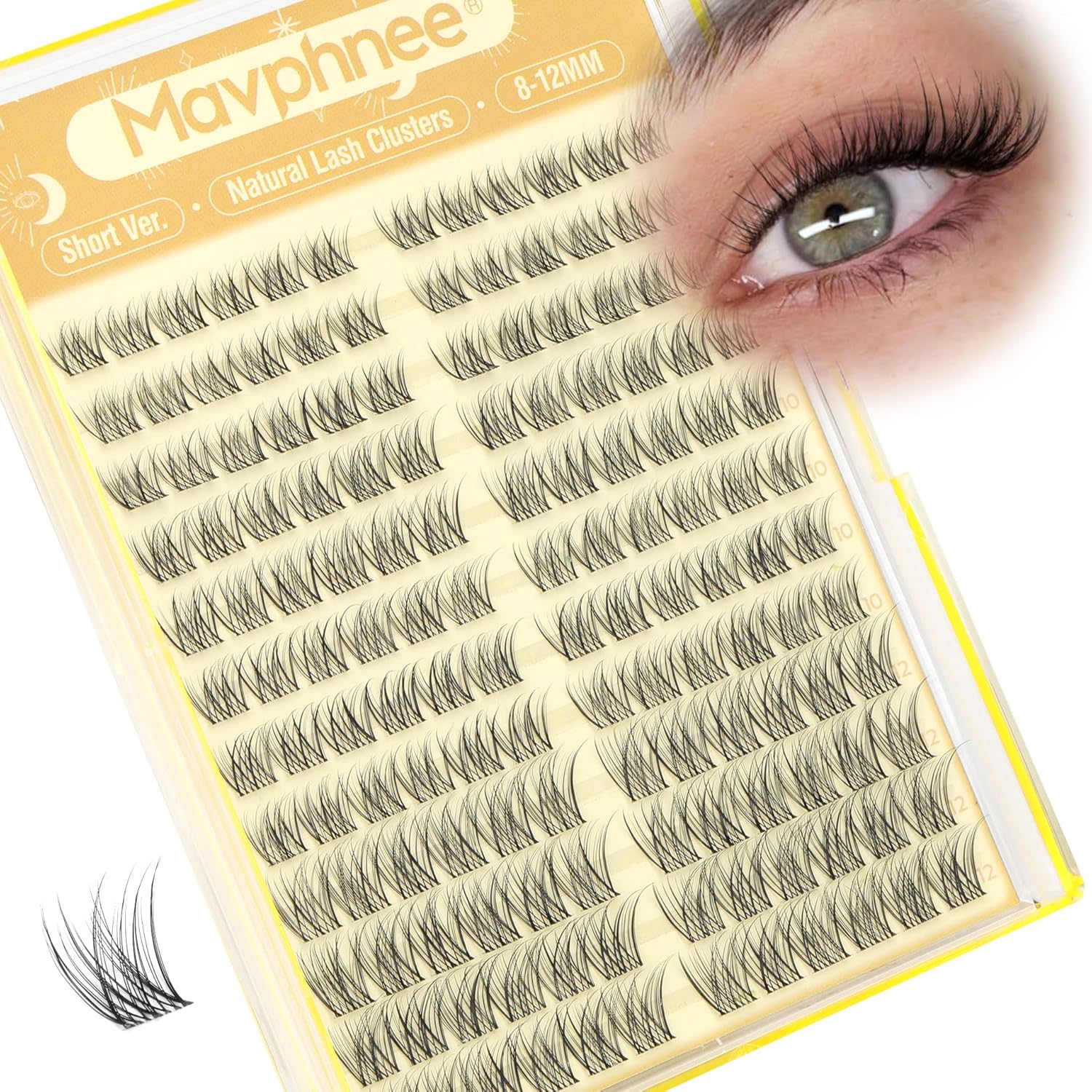 Short Lash Clusters Natural Cluster Eyelash Extensions 8-10-12MM Clear Band Cluster Lashes Extensions Wispy Individual Lashes CC-Curly Eyelash Clusters Pestañas Postizas Naturales 144Pcs DIY Lashes