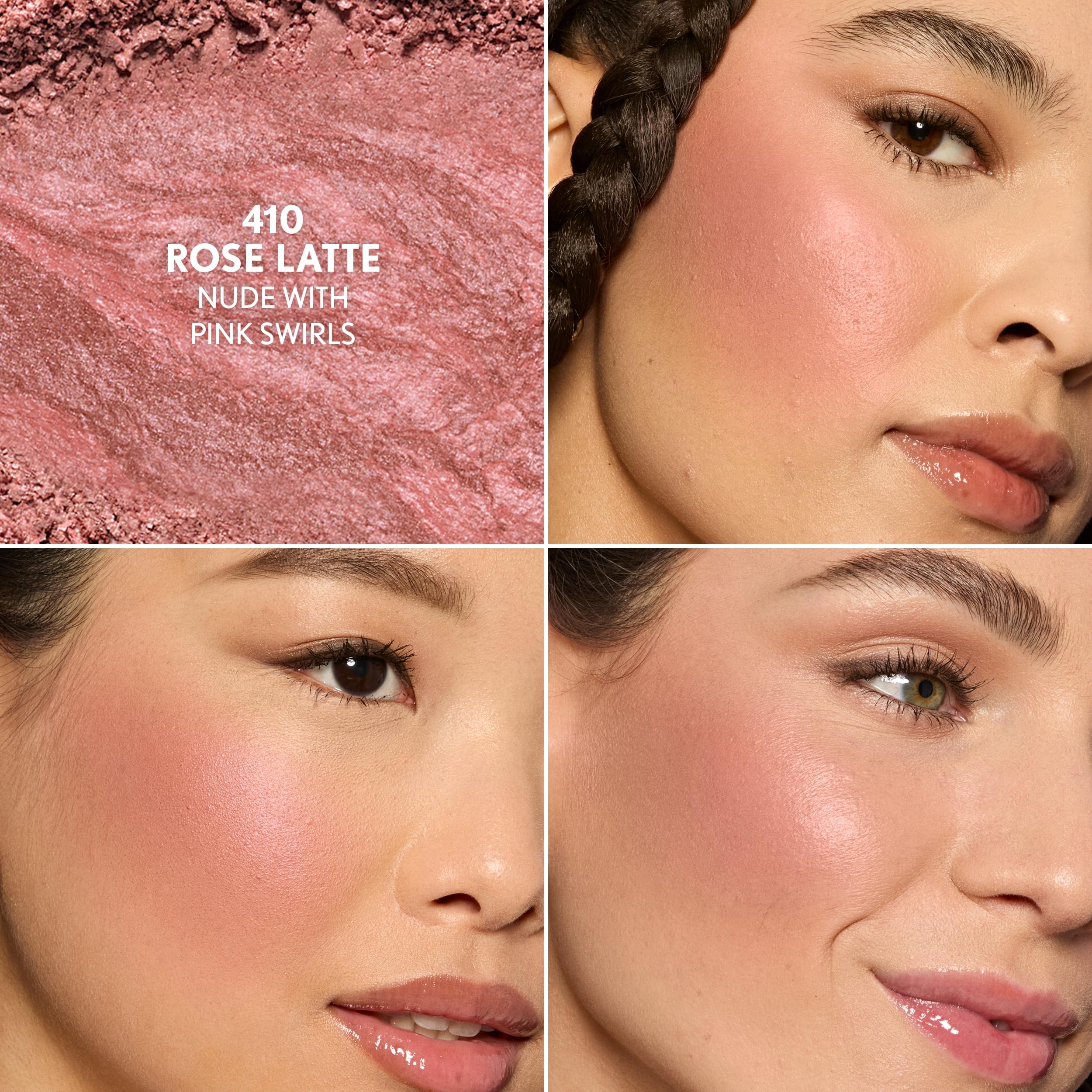 COVERGIRL TruBlend Skin Enhancer Baked Luminous Blush, with Hyaluronic Acid & White Rose Extract, Blends Seamlessly - Rose Latte (Nude with Pink Swirls)