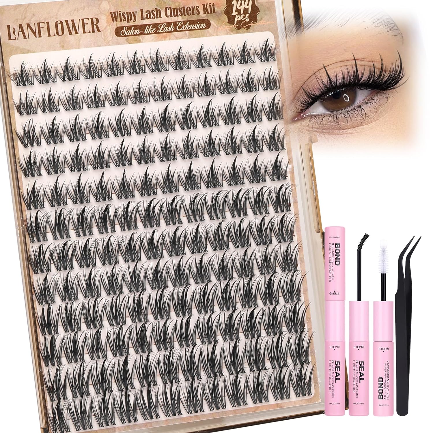 Brown Lash Clusters Wispy Eyelash Clusters Natural Cluster Eyelash Extensions C Curly Lashes Clusters Dark Brown Individual Lashes by Lanflower