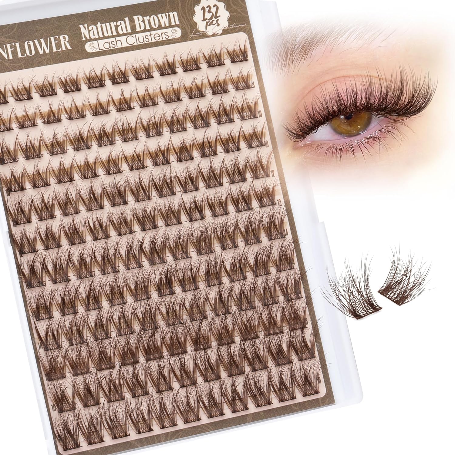 Brown Lash Clusters Wispy Eyelash Clusters Natural Cluster Eyelash Extensions C Curly Lashes Clusters Dark Brown Individual Lashes by Lanflower