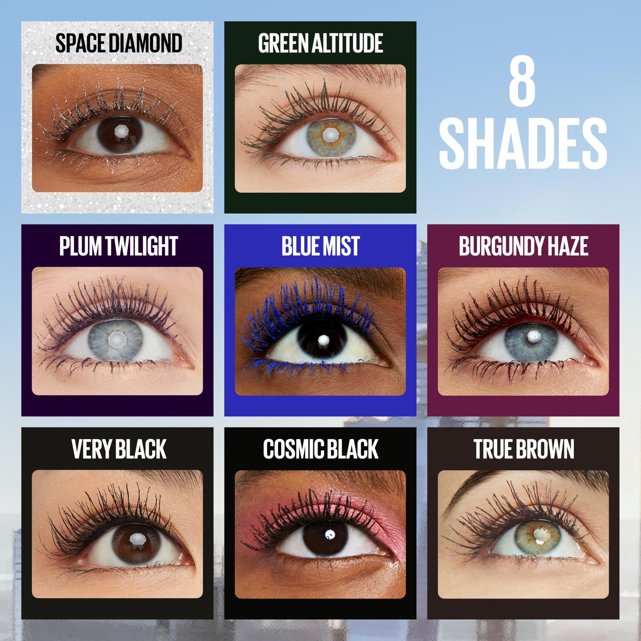 Maybelline Lash Sensational Sky High Washable Mascara, Volumizing, Lengthening, Defining, Curling, Multiplying, Buildable Mascara Make Up Formula, Green Altitude, 1 Count