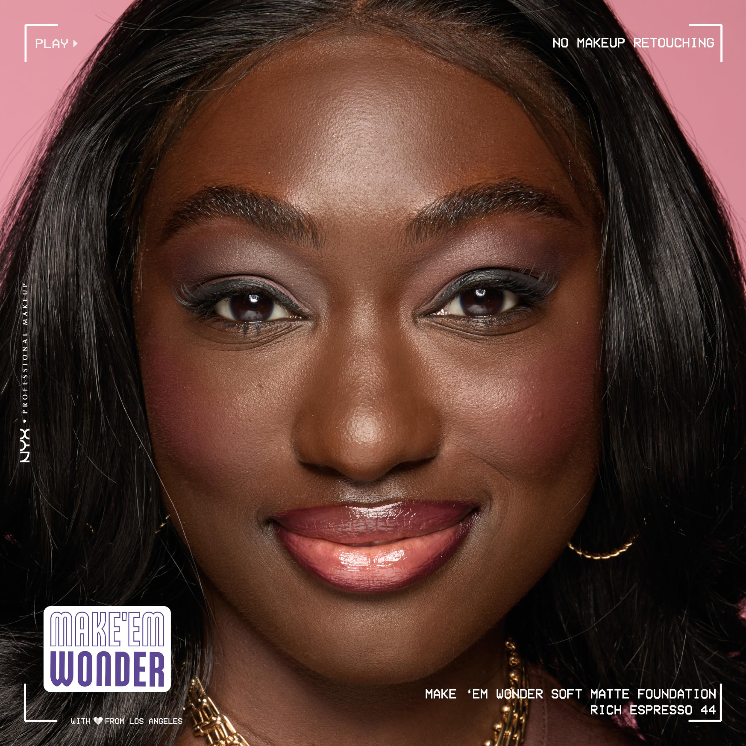 NYX PROFESSIONAL MAKEUP Make 'Em Wonder Liquid Foundation, 24HR Foundation Makeup With A Soft Matte Finish, Buildable Full Coverage - 44 Rich Espresso