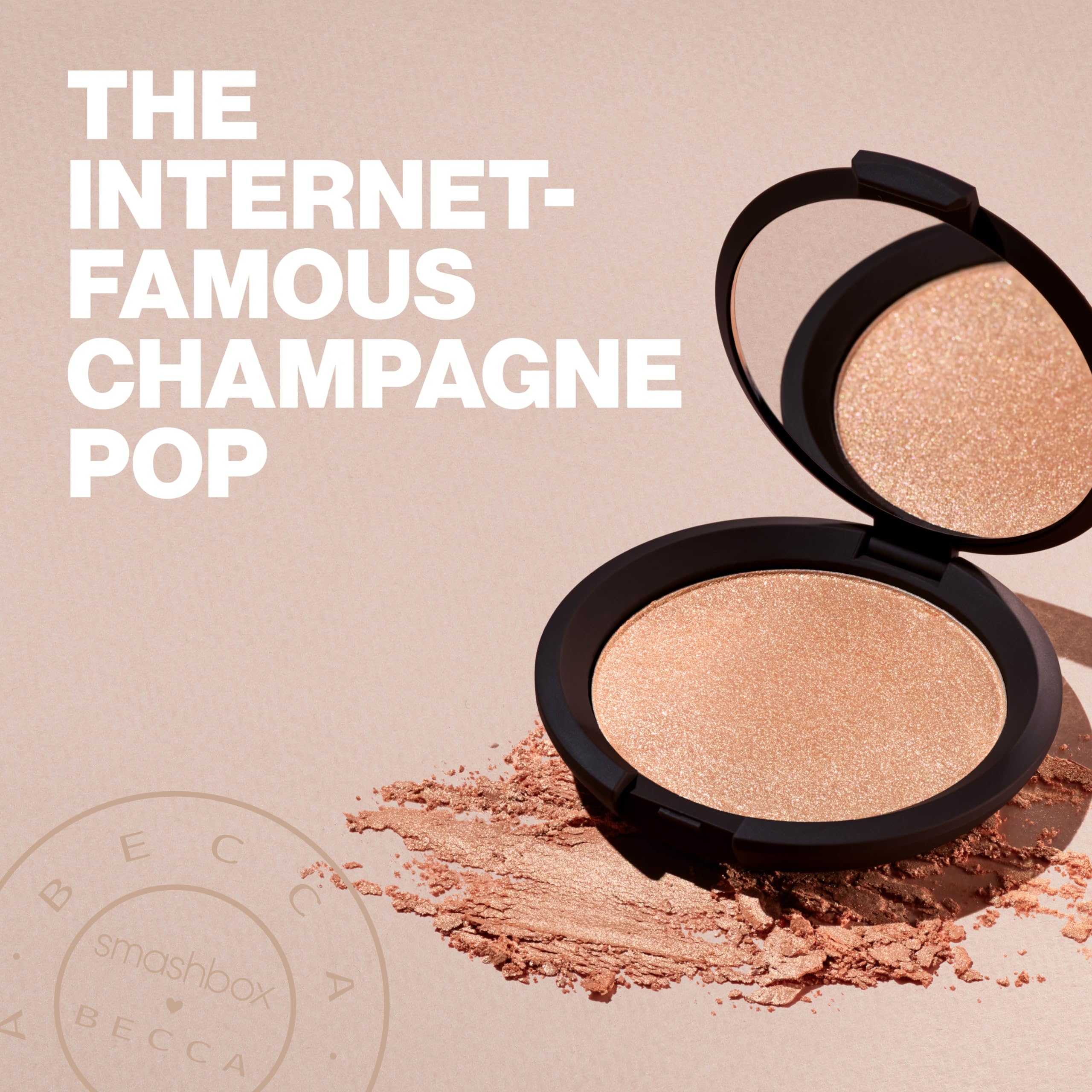 Smashbox X BECCA Shimmering Skin Perfector Pressed Highlighter | Creamy Formula that Melts into Skin for a Natural, Radiant, Glow-Boosting Highlight, 0.09 Ounce, Champagne Pop Mini