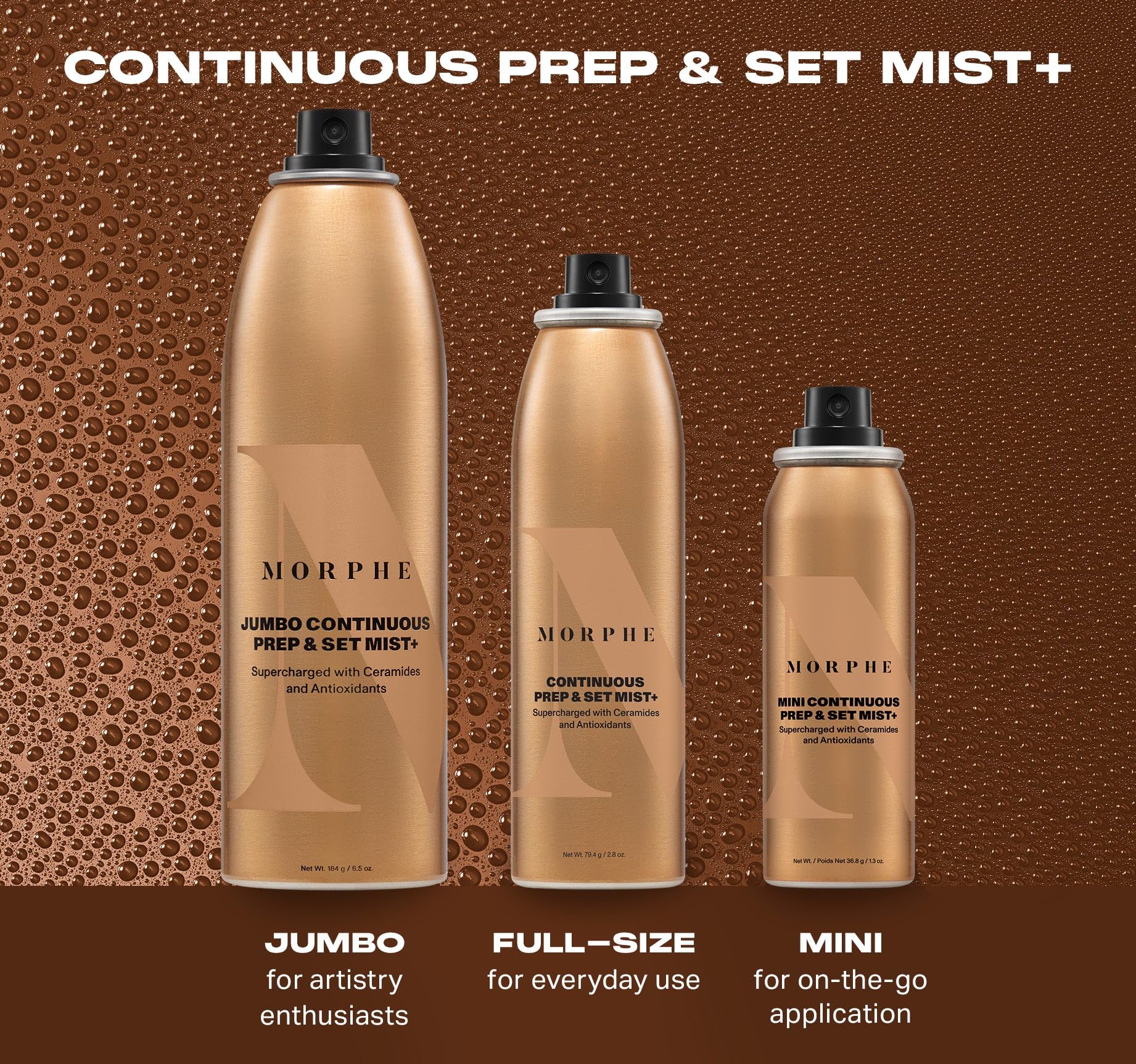 Morphe Continuous Prep & Set Setting Spray - Hydrating Setting Spray for Makeup & Skin Prep - Enriched with Ceramides and Antioxidants for a Radiant Finish (2.8 oz)