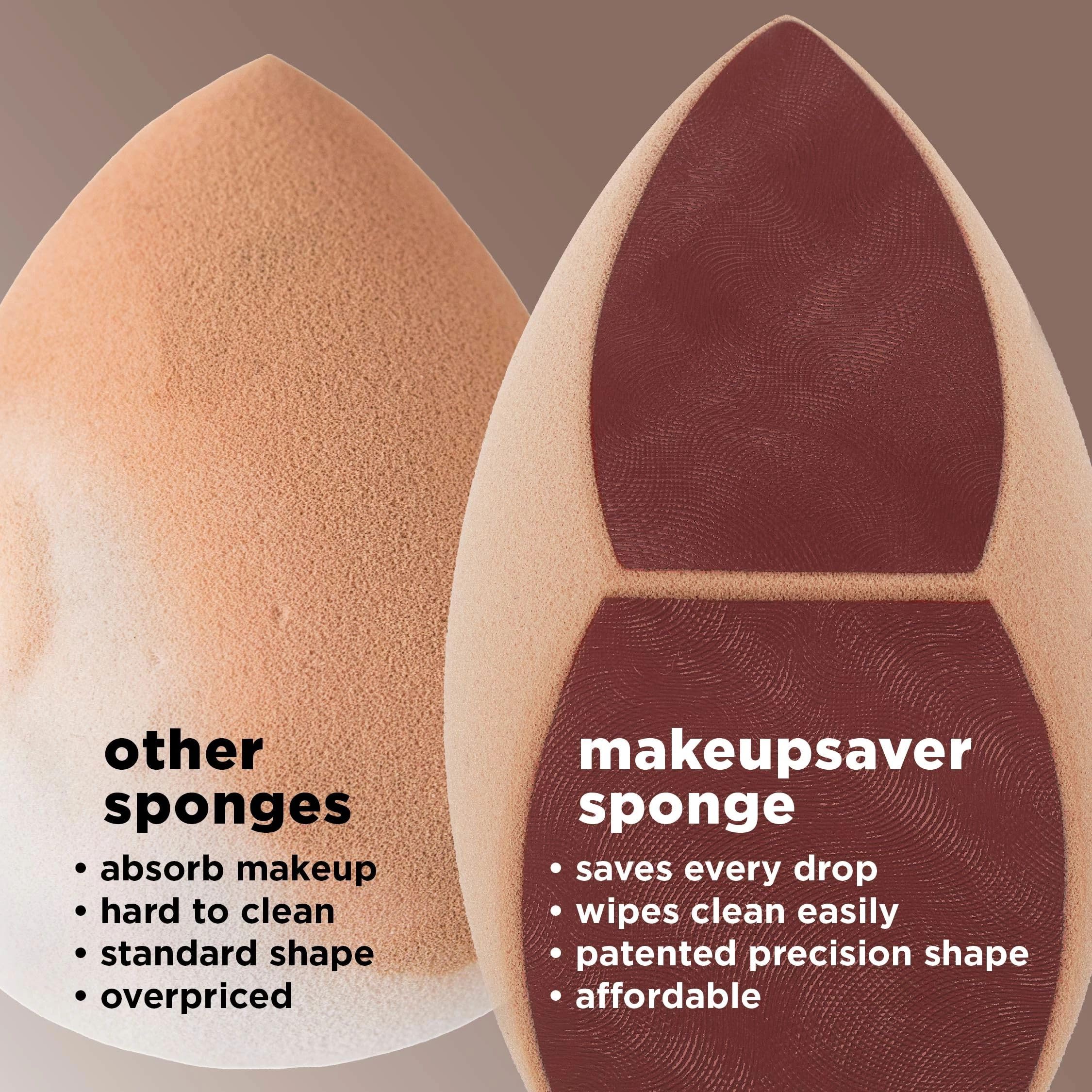 Real Techniques Makeupsaver Sponge, Makeup Blender Sponge For Liquid & Cream Formulations, Natural Finish & Reduces Makeup Waste, Targeted Application, Cruelty & Latex-Free, 1 Count