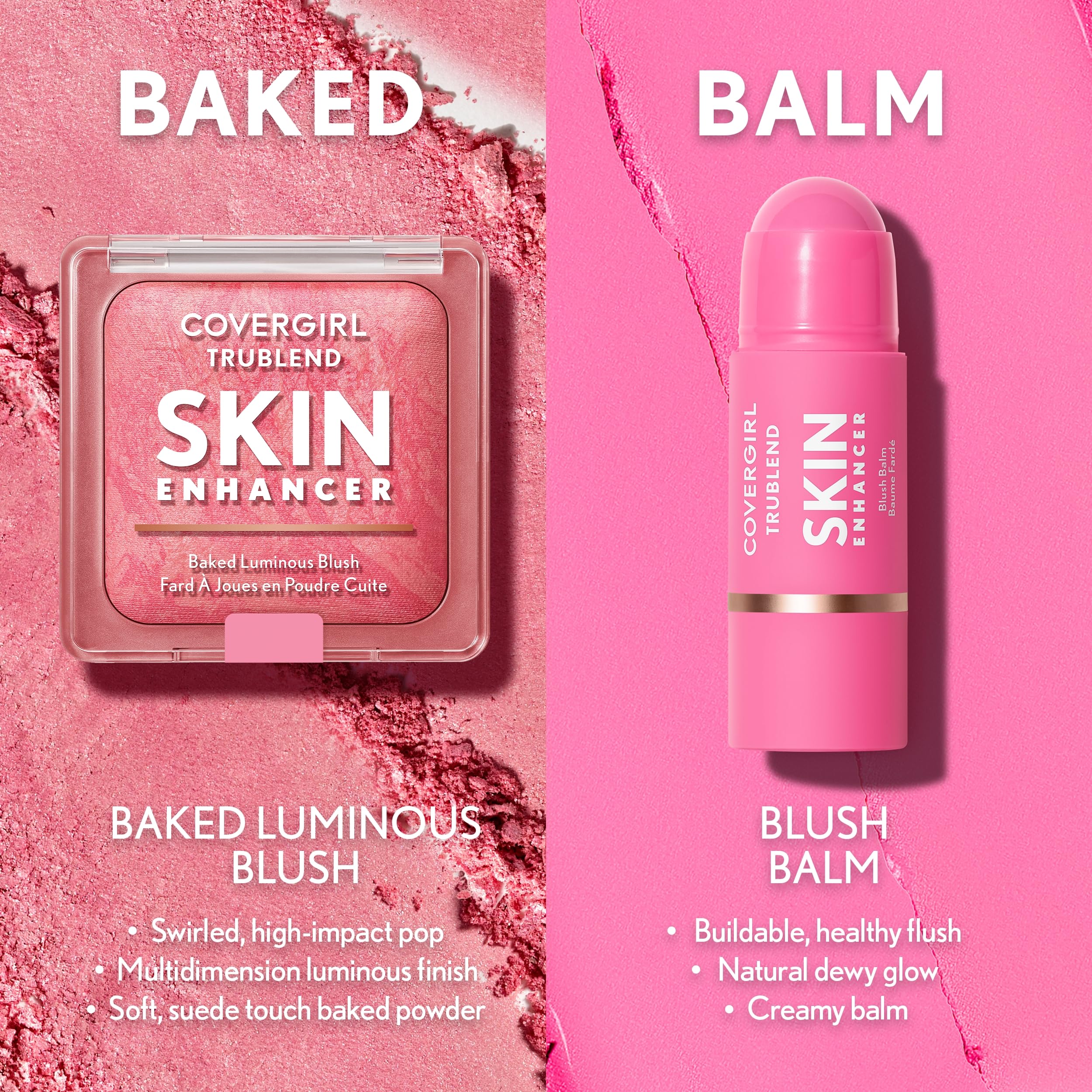 COVERGIRL TruBlend Skin Enhancer Baked Luminous Blush, with Hyaluronic Acid & White Rose Extract, Blends Seamlessly - Rose Latte (Nude with Pink Swirls)