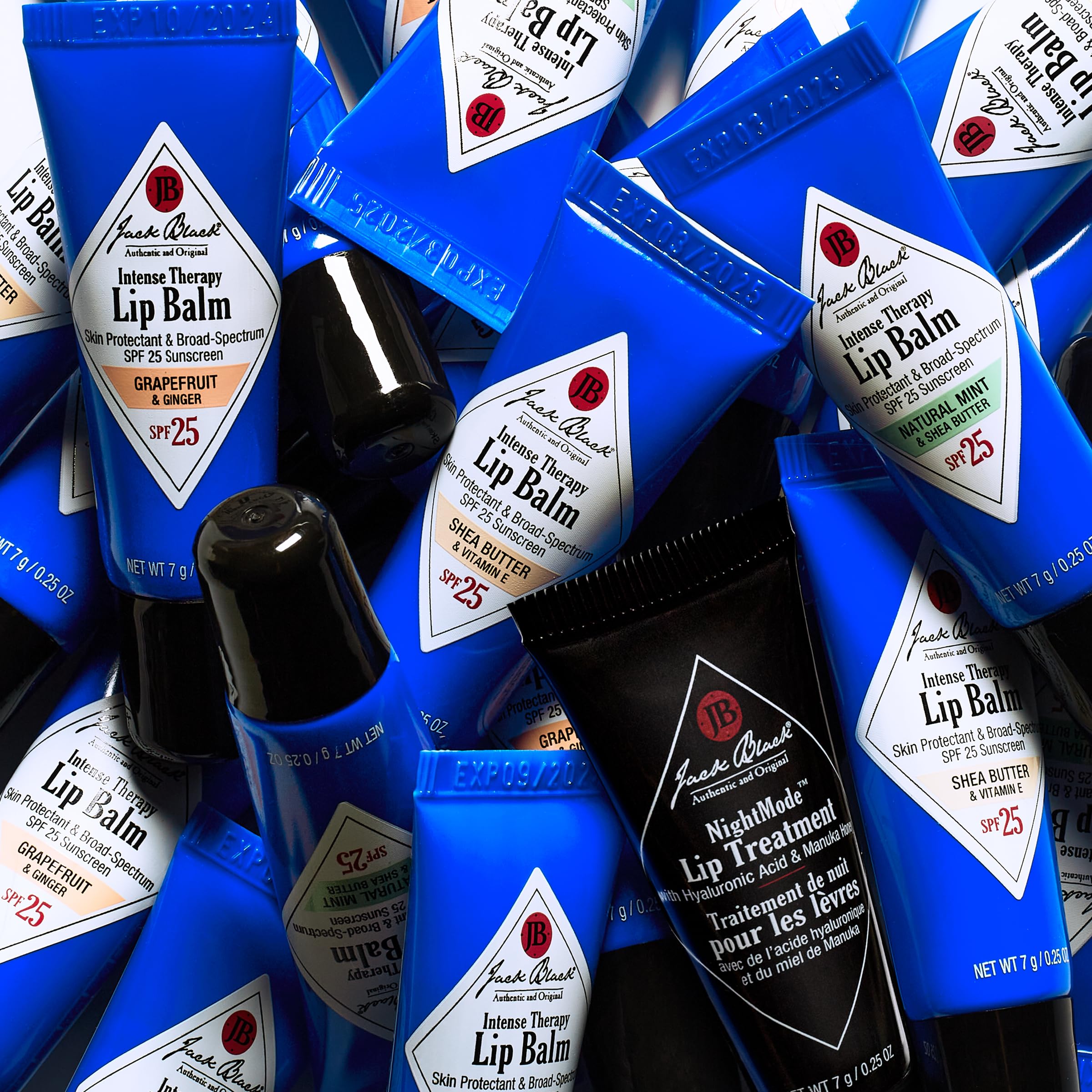 Jack Black Lip Balm Service Set - Intense Therapy Natural Mint & Shea Butter + Shea Butter with Vitamin E, SPF 25 Sun Protection, Lip Moisturizer, Hydrating Balm with SPF Sunscreen