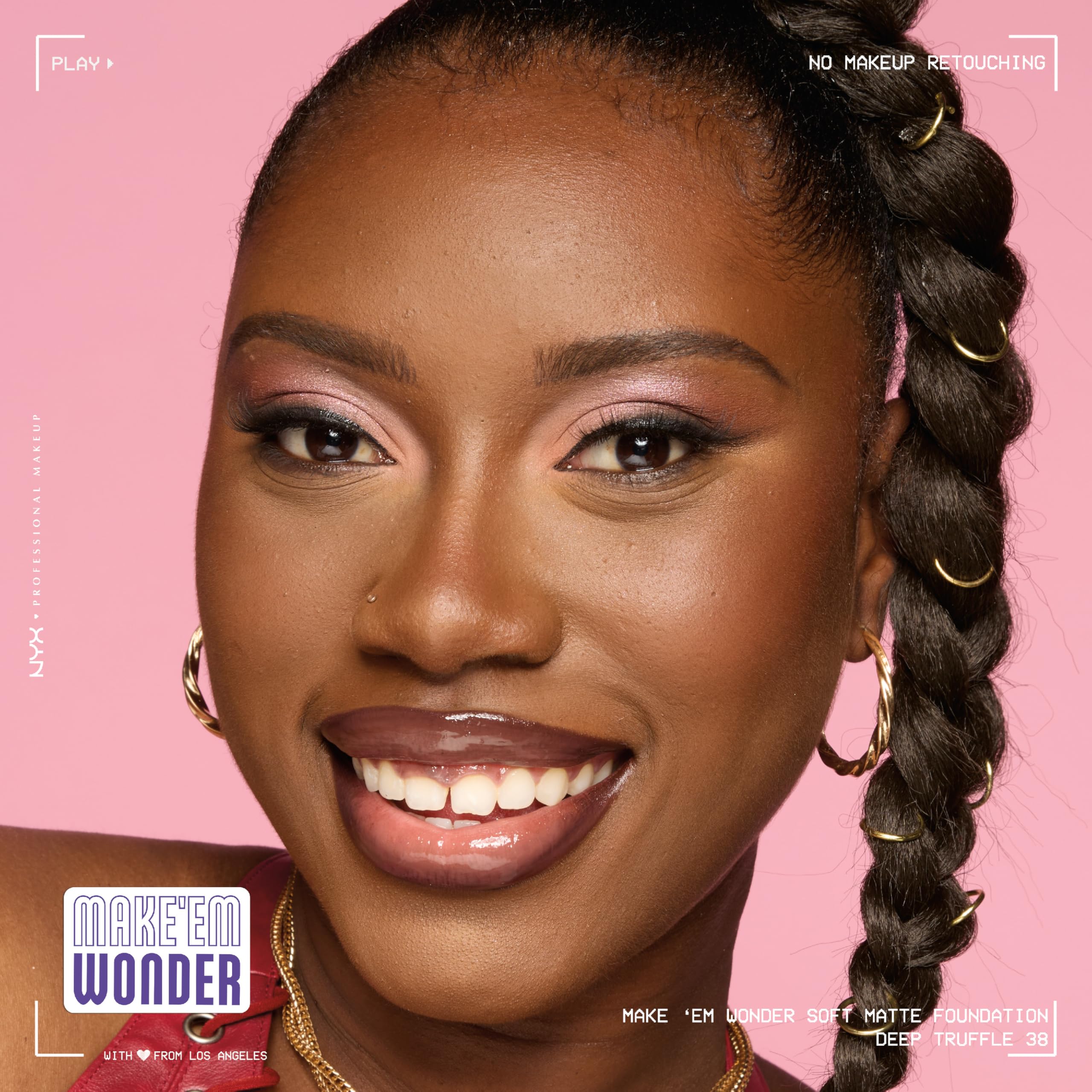 NYX PROFESSIONAL MAKEUP Make 'Em Wonder Liquid Foundation, 24HR Foundation Makeup With A Soft Matte Finish, Buildable Full Coverage - 38 Deep Truffle
