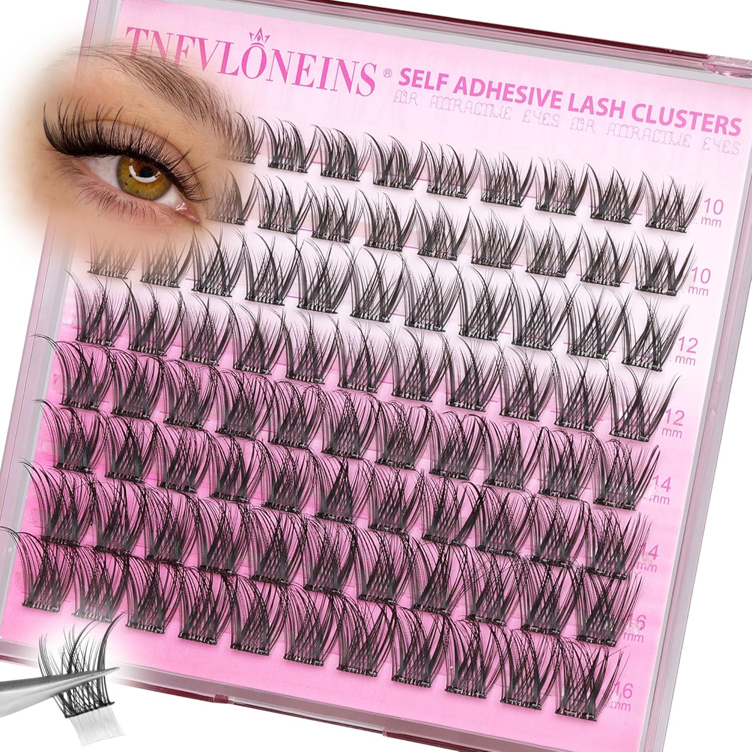 Self Adhesive Eyelashes Natural Self Adhesive Lash Clusters 9-12MM Wispy Eyelash Clusters No Glue Needed Cluster Eyelash Extensions Waterproof Pre glued Individual Lashes Extension by TNFVLONEINS