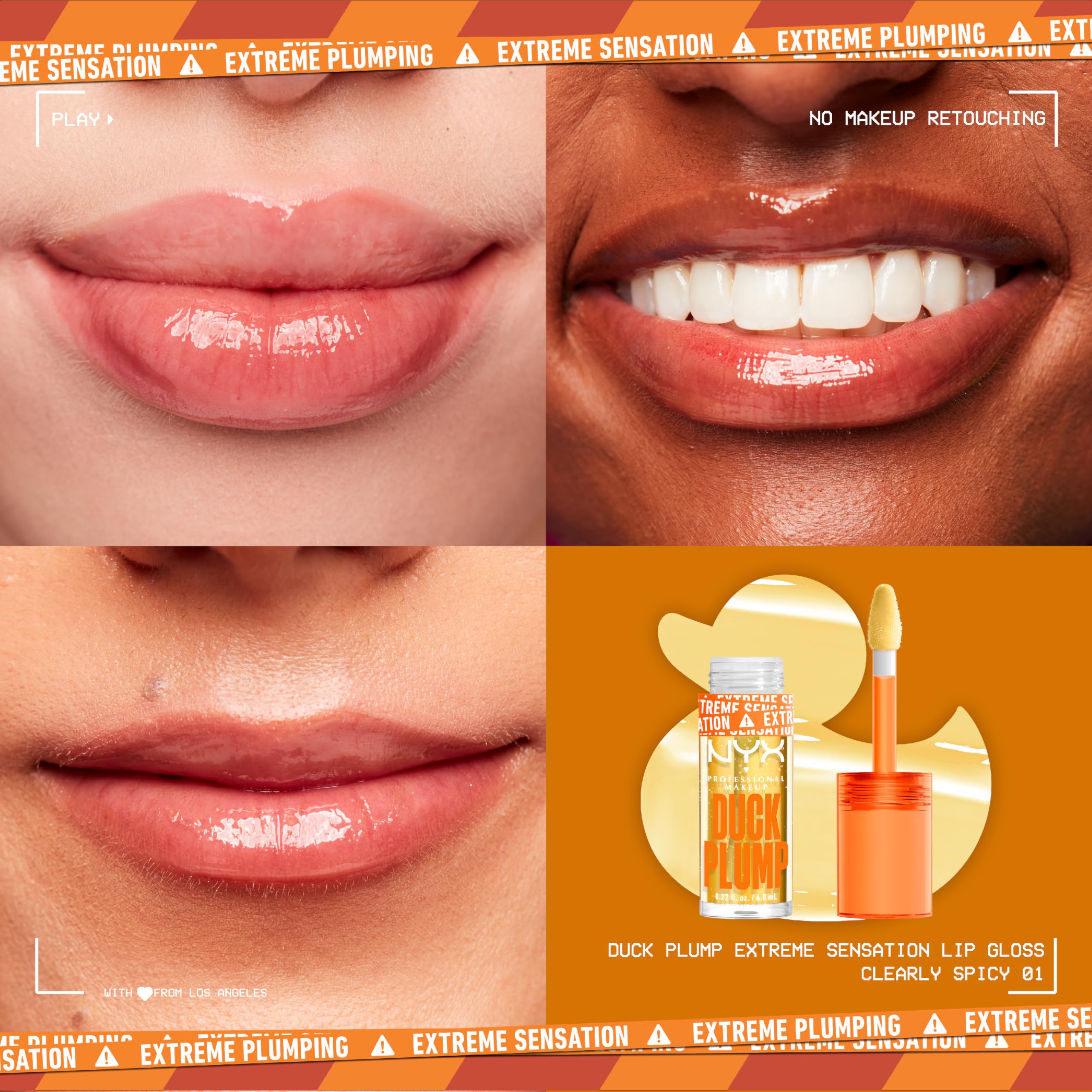 NYX PROFESSIONAL MAKEUP Duck Plump High Pigment Lip Gloss, Lip Plumper Gloss with Spicy Ginger - Clearly Spicy