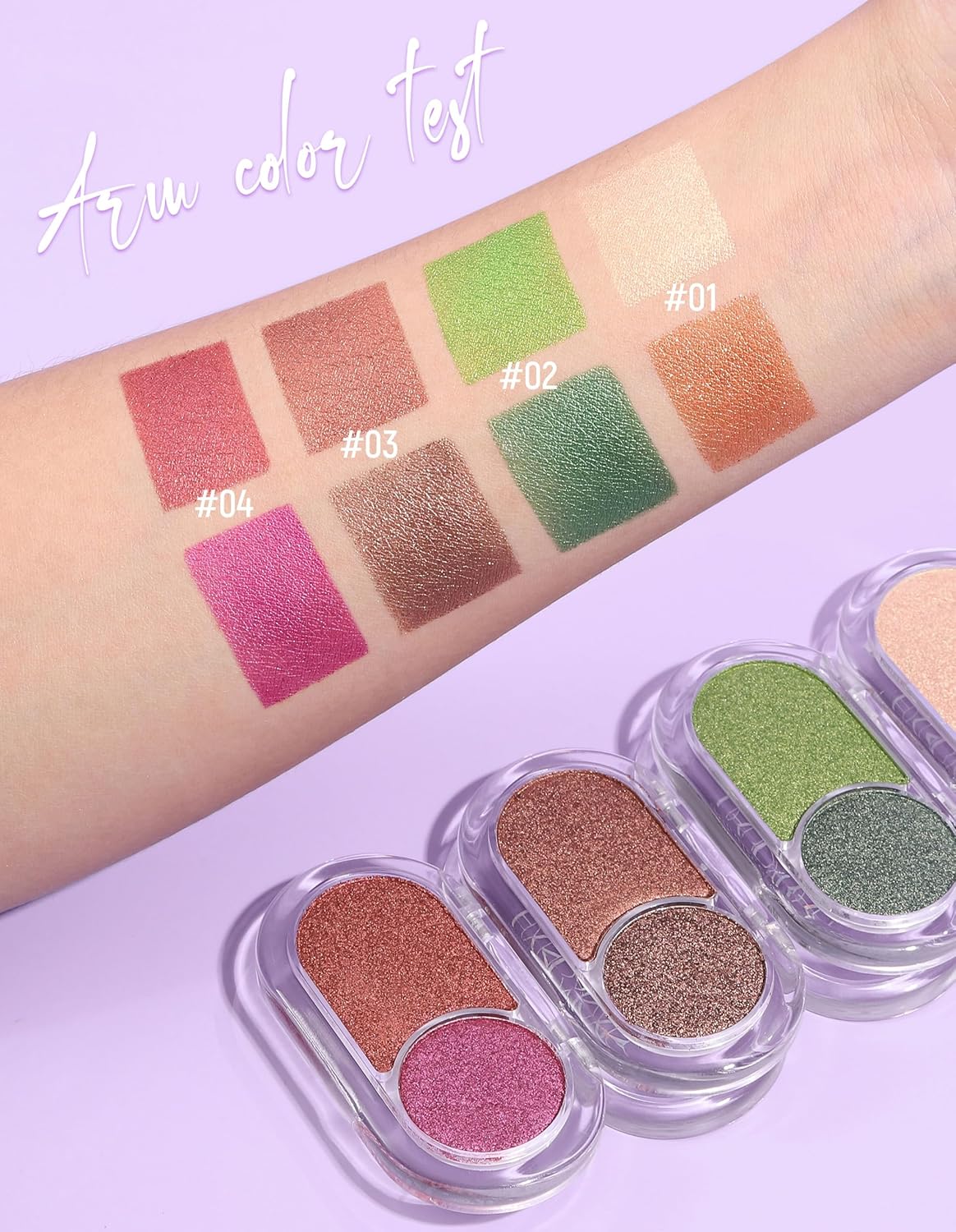 Erinde Green Eyeshadow Palette Duo - Bright Dark Green Shimmer Metallic Glitter Eye Shadow Makeup Palette, Long Lasting Waterproof Blendable Crease & Smudge Proof Forest-Green Christmas Makeup, 02