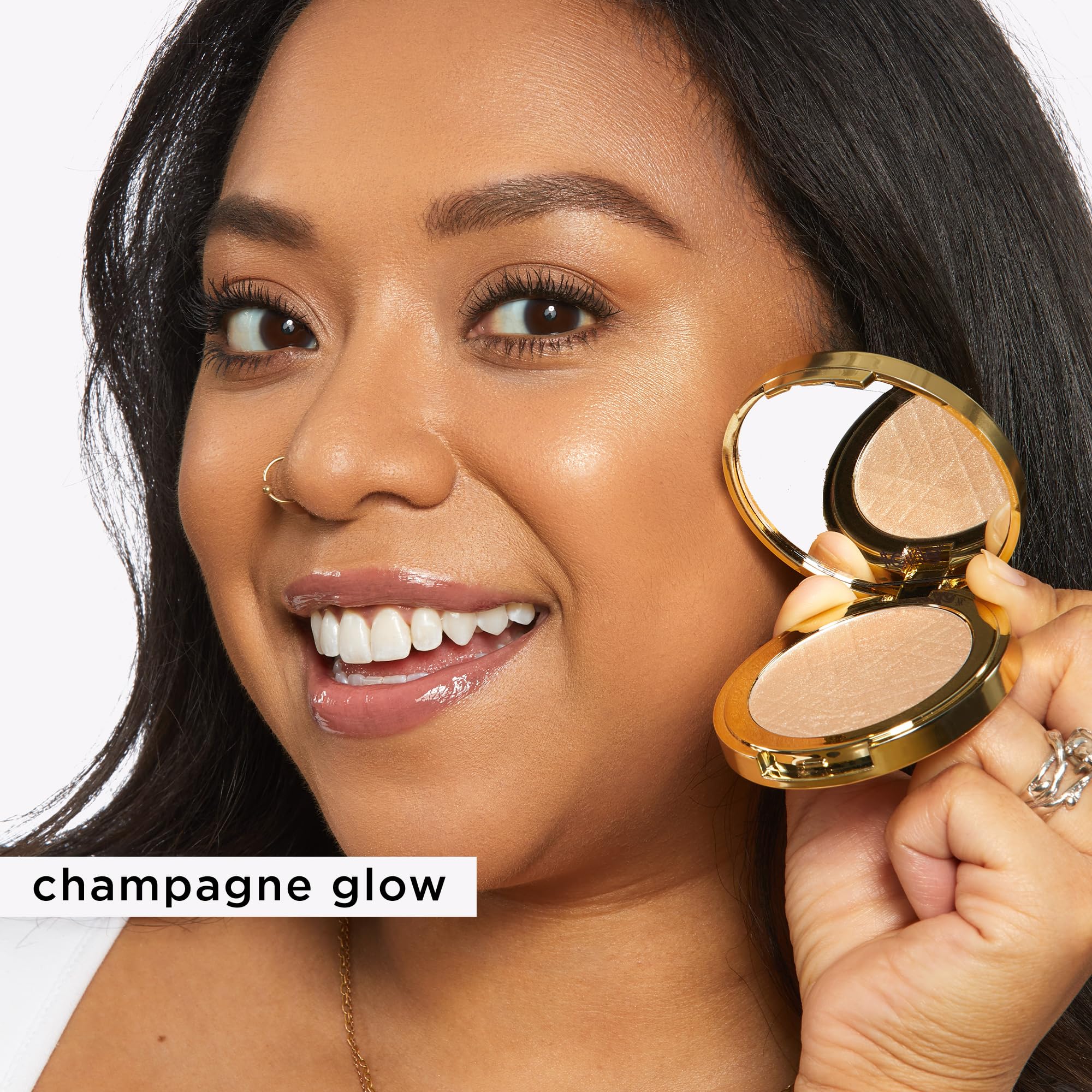 tarte Amazonian clay shimmering light – Pressed Highlighter with Buildable Radiant Glow for a Natural Lightweight Luminous Finish, Vegan & Cruelty-Free, full size, rose gold glow