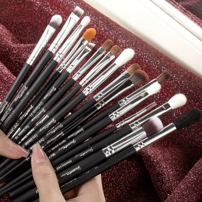 Bueart Design PRO GRADE Natural Hair Eyeshadow Makeup Brush Set,Professional 16Pcs Contour Concealer EyeShadow Eyeliner Brush with Premium Quality for Flawless Eye Makeup Application