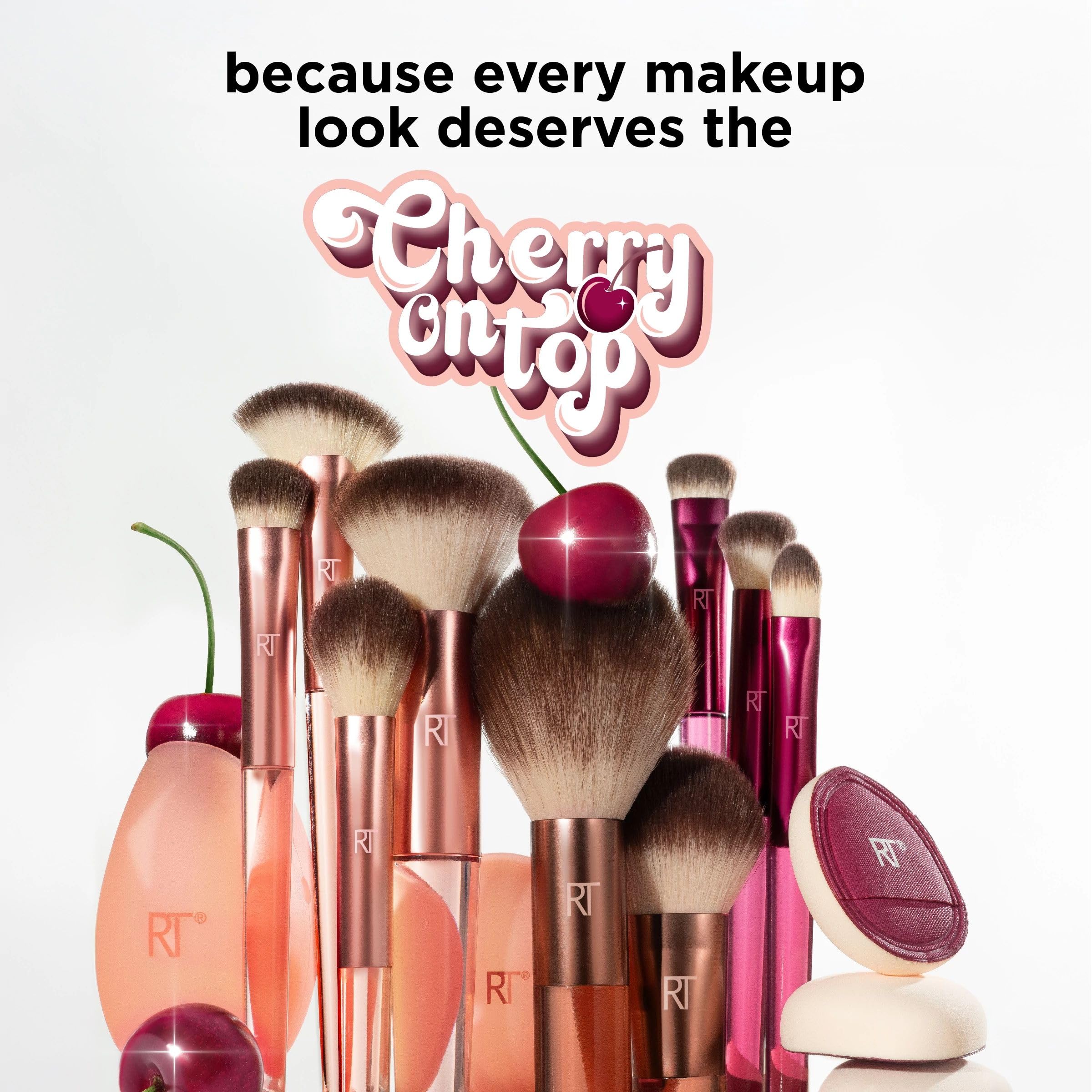 Real Techniques Cherry On Top Mini Marshmallow Puff Trio, Mini Makeup Puffs For Concealer & Foundation, Spot Correcting & Blending, Dry Use Beauty Sponge, Travel Size, Vegan & Cruelty-Free, 3 Count