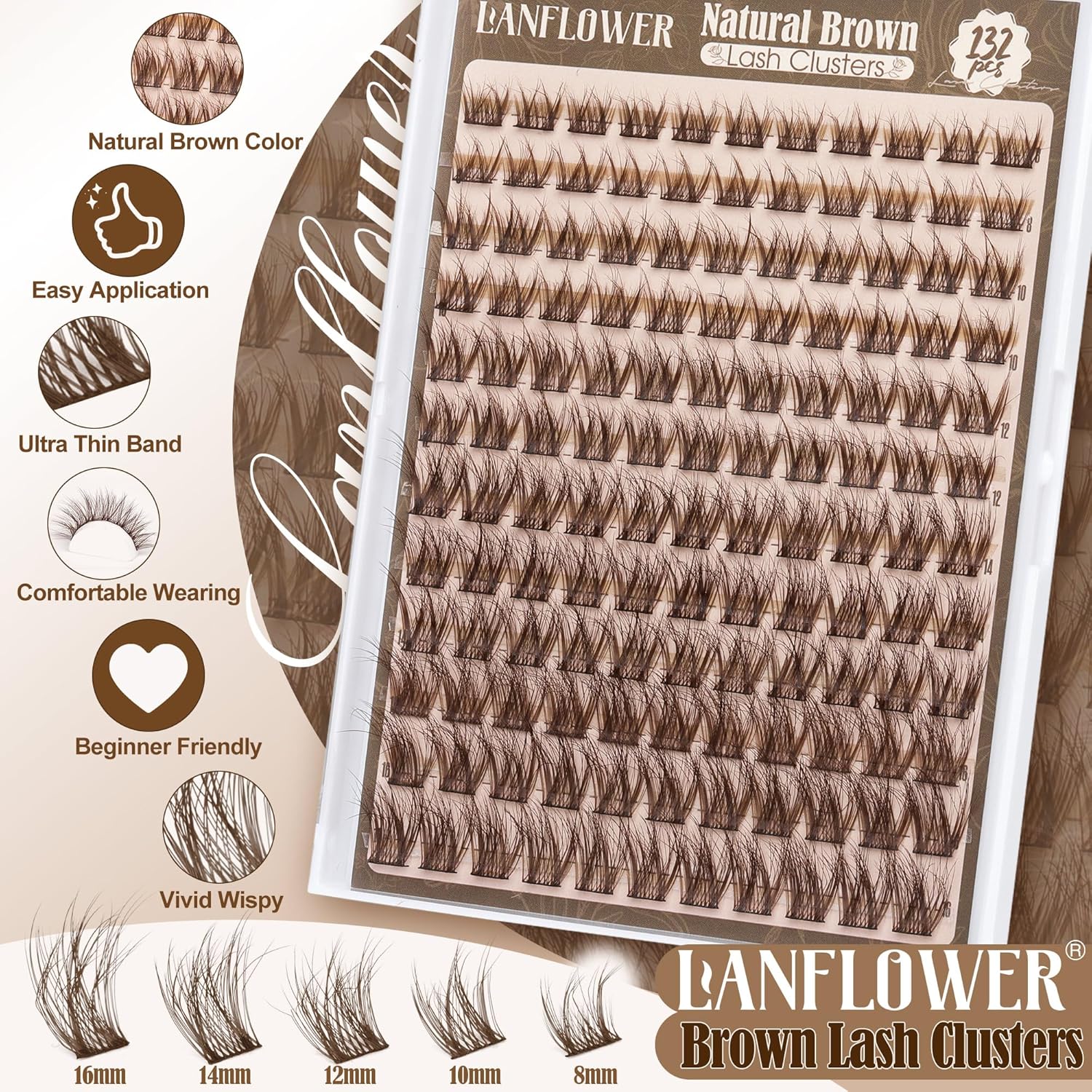 Brown Lash Clusters Wispy Eyelash Clusters Natural Cluster Eyelash Extensions C Curly Lashes Clusters Dark Brown Individual Lashes by Lanflower