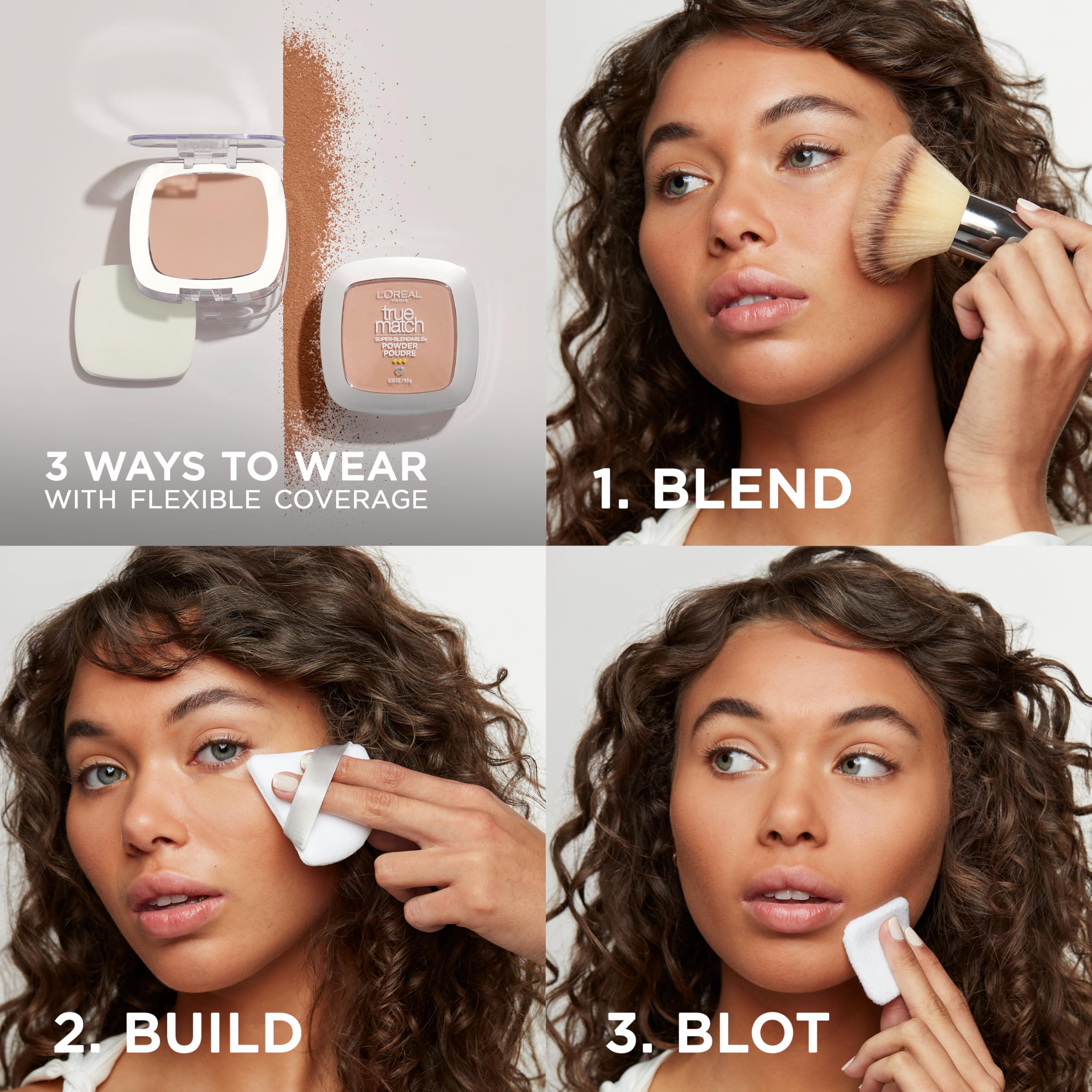 L'Oreal Paris True Match Super Blendable Oil Free Powder Foundation, W3 Light Medium, 0.33 oz, Packaging May Vary