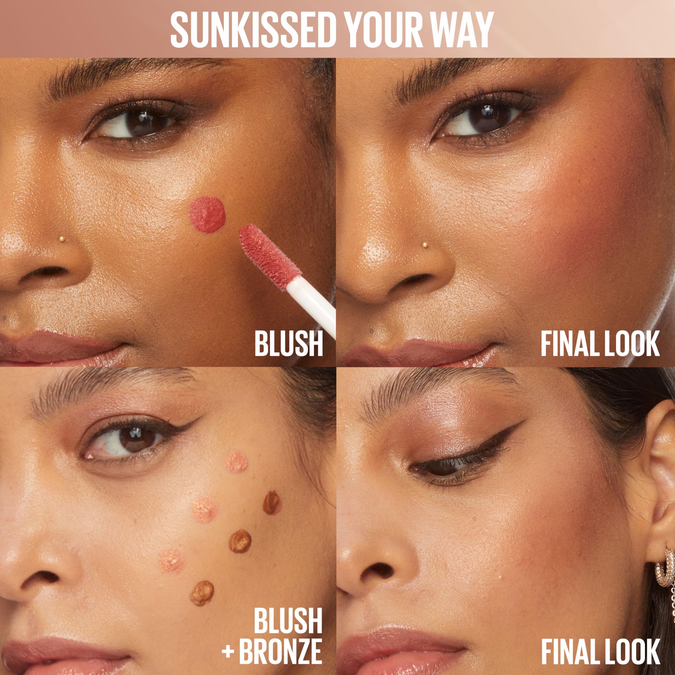 Maybelline Sunkisser Multi-Use Liquid Blush and Bronzer, Blendable, Longwear, Glowy Make Up, Uptown Glow, 1 Count