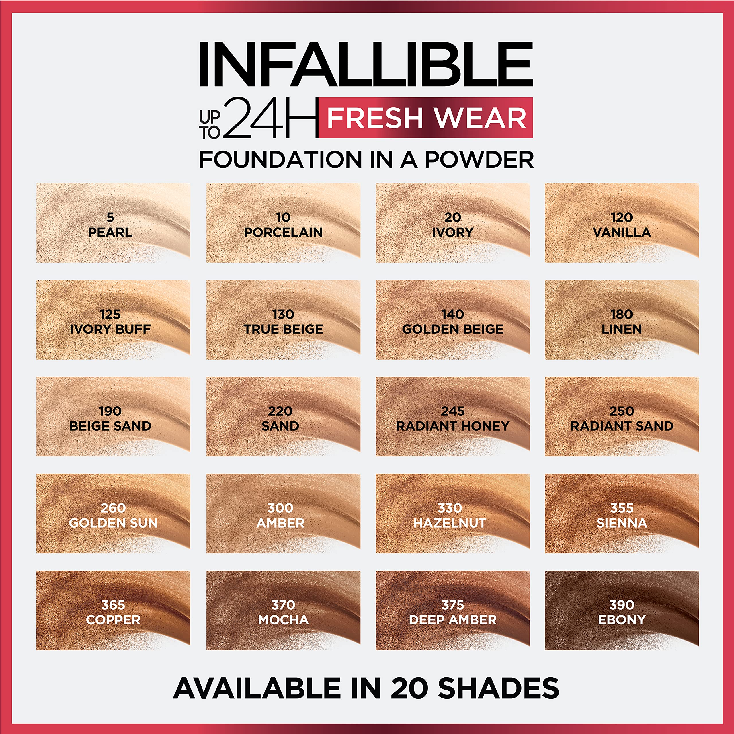 L'Oreal Paris Makeup Infallible Fresh Wear Foundation in a Powder, Up to 24H Wear, Waterproof, Golden Beige, 0.31 oz. (Packaging May Vary)