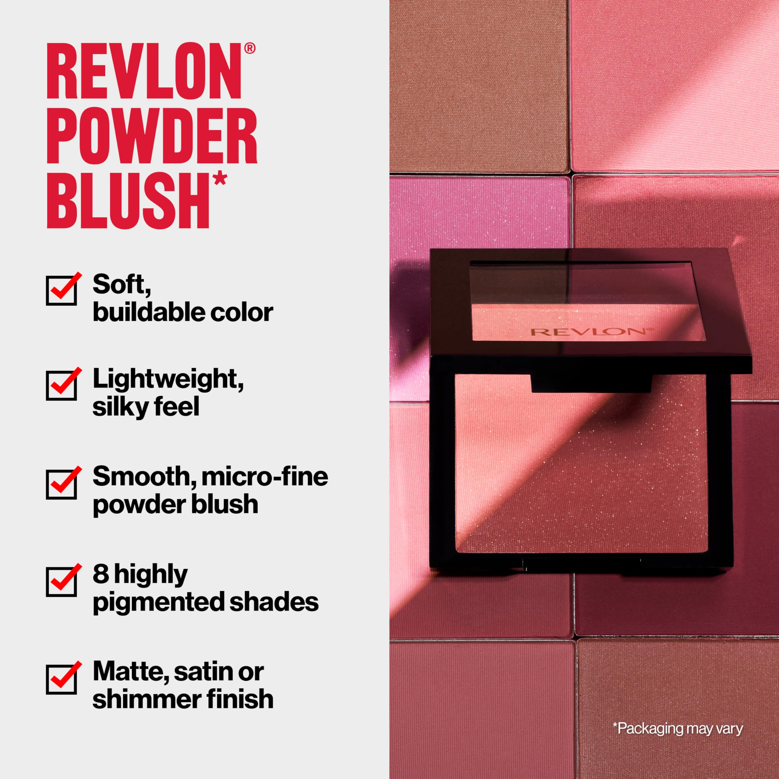 Revlon Powder Blush Face Makeup, High Impact Buildable Color, Lightweight & Smooth Finish, 004 Rosy Rendezvous, 0.17 oz