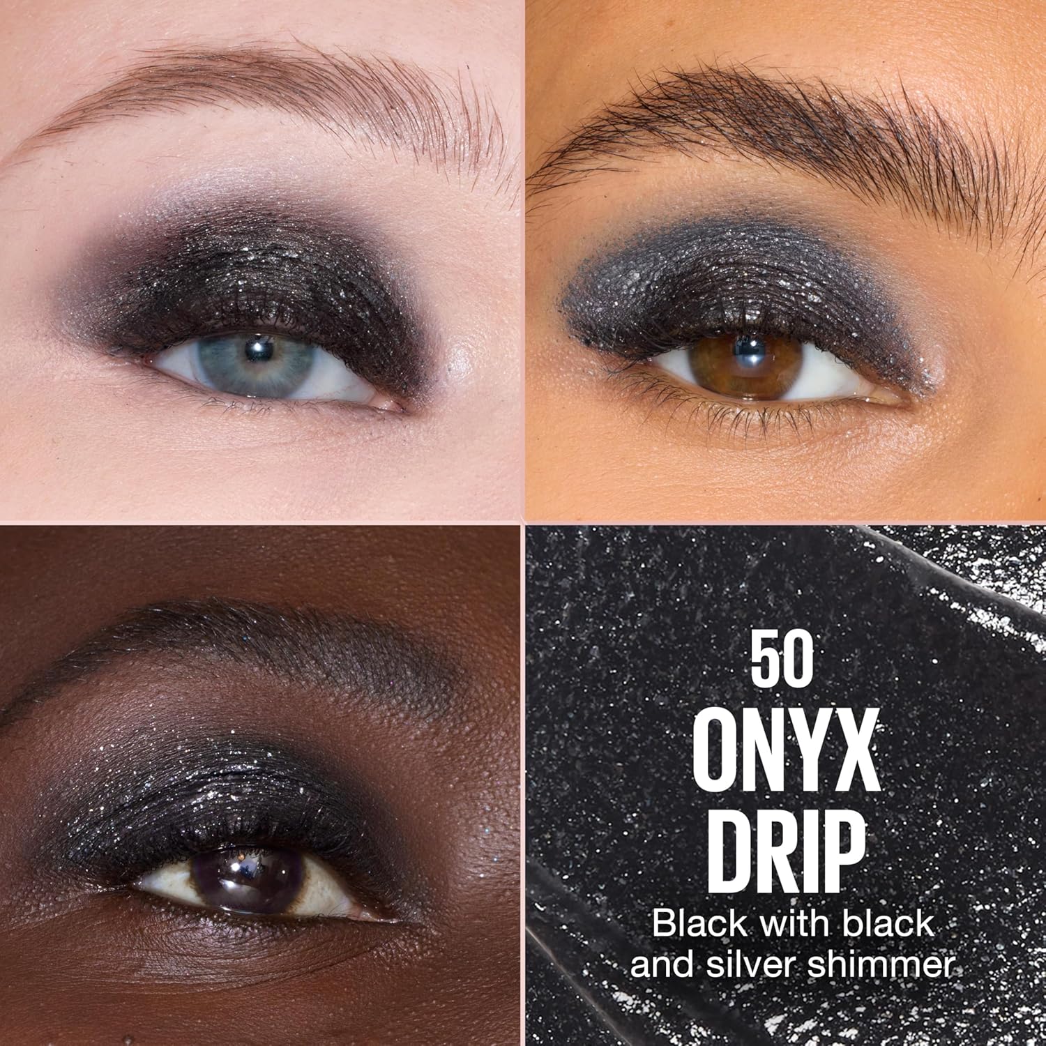 MAYBELLINE Shadow Drip Eye Tint Liquid Eyeshadow, High-Impact, Lightweight Shimmer Eye Shadow with Up To 16HR Wear, Onyx Drip, 1 Count