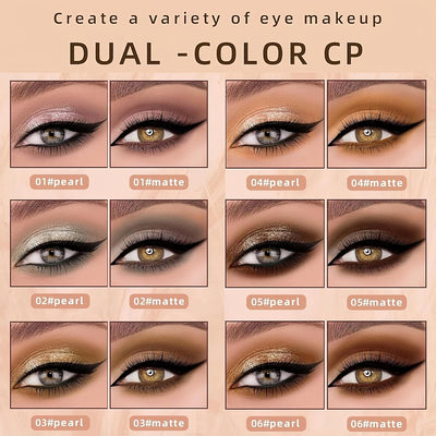 Dual Ended Liquid Eyeshadow 6 Color Neutral Naked Glitter and Matte Waterproof Long Lasting Smooth Creamy Eyeshadow Set (6 Colors Set 1)