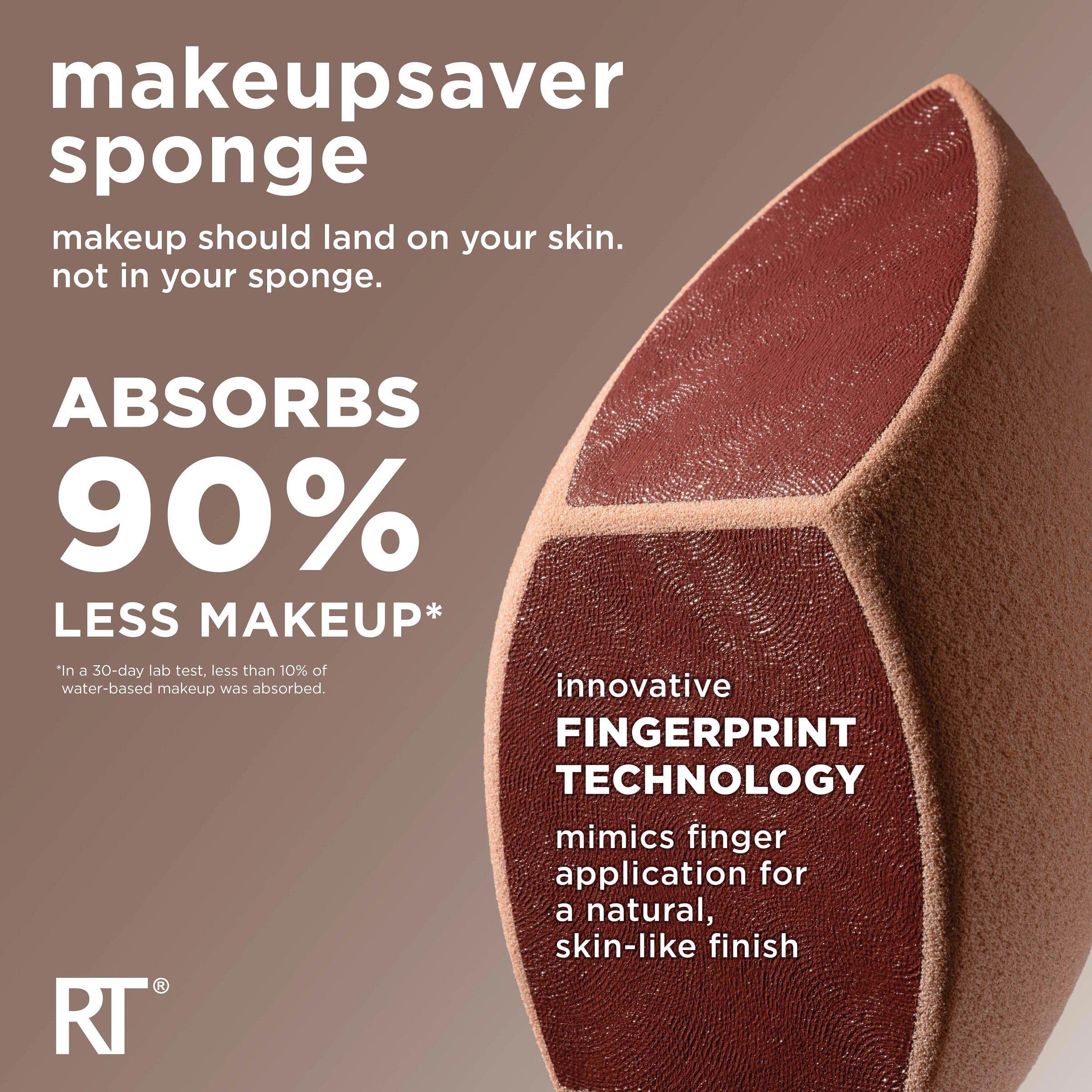 Real Techniques Makeupsaver Sponge, Makeup Blender Sponge For Liquid & Cream Formulations, Natural Finish & Reduces Makeup Waste, Targeted Application, Cruelty & Latex-Free, 1 Count