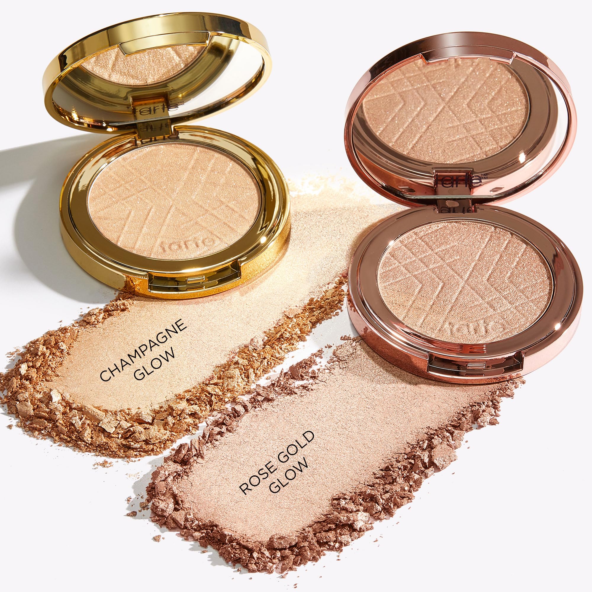 tarte Amazonian clay shimmering light – Pressed Highlighter with Buildable Radiant Glow for a Natural Lightweight Luminous Finish, Vegan & Cruelty-Free, full size, rose gold glow