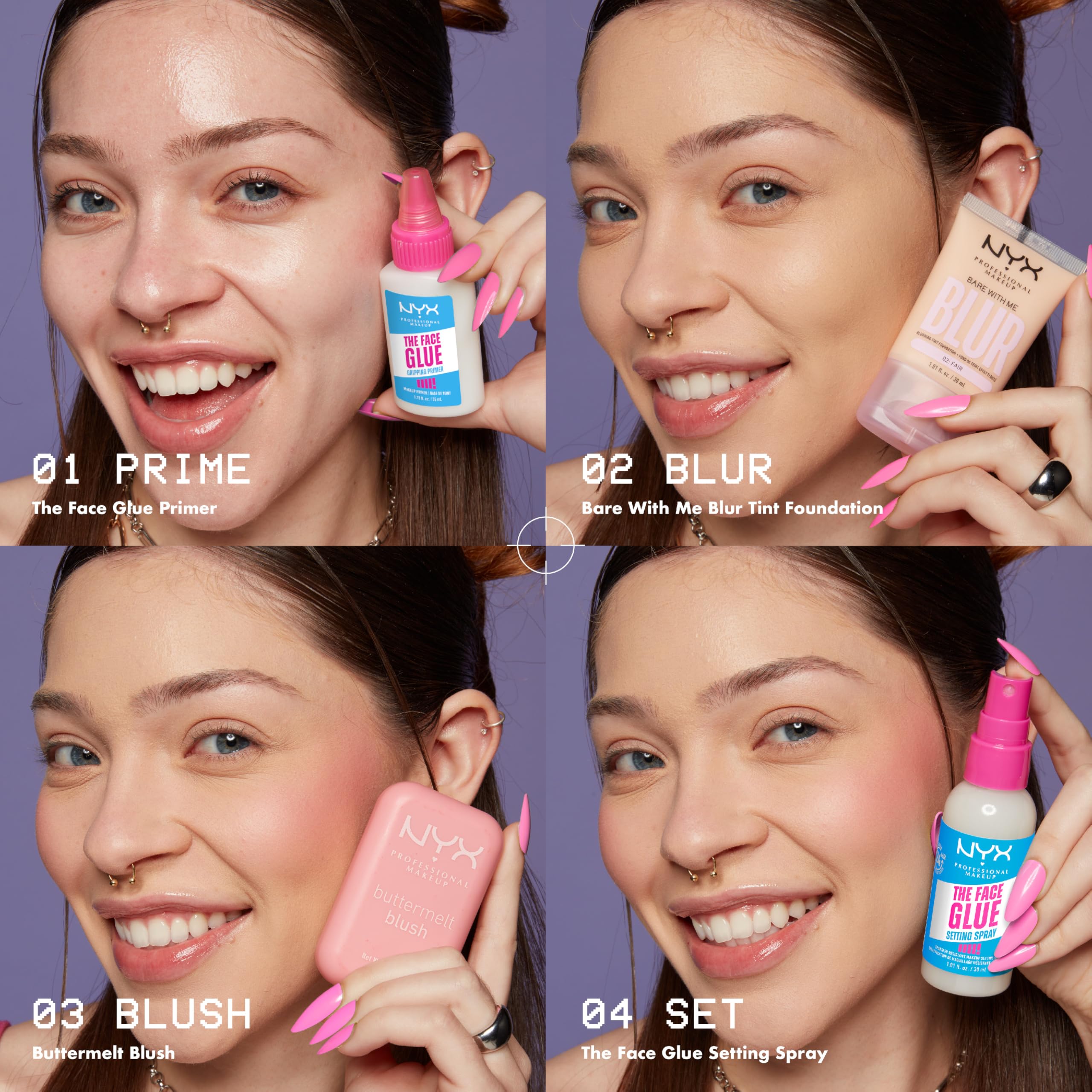 NYX PROFESSIONAL MAKEUP The Face Glue Setting Spray, Transfer-Resistant Waterproof Setting Spray, Up to 24HR Make Up Wear