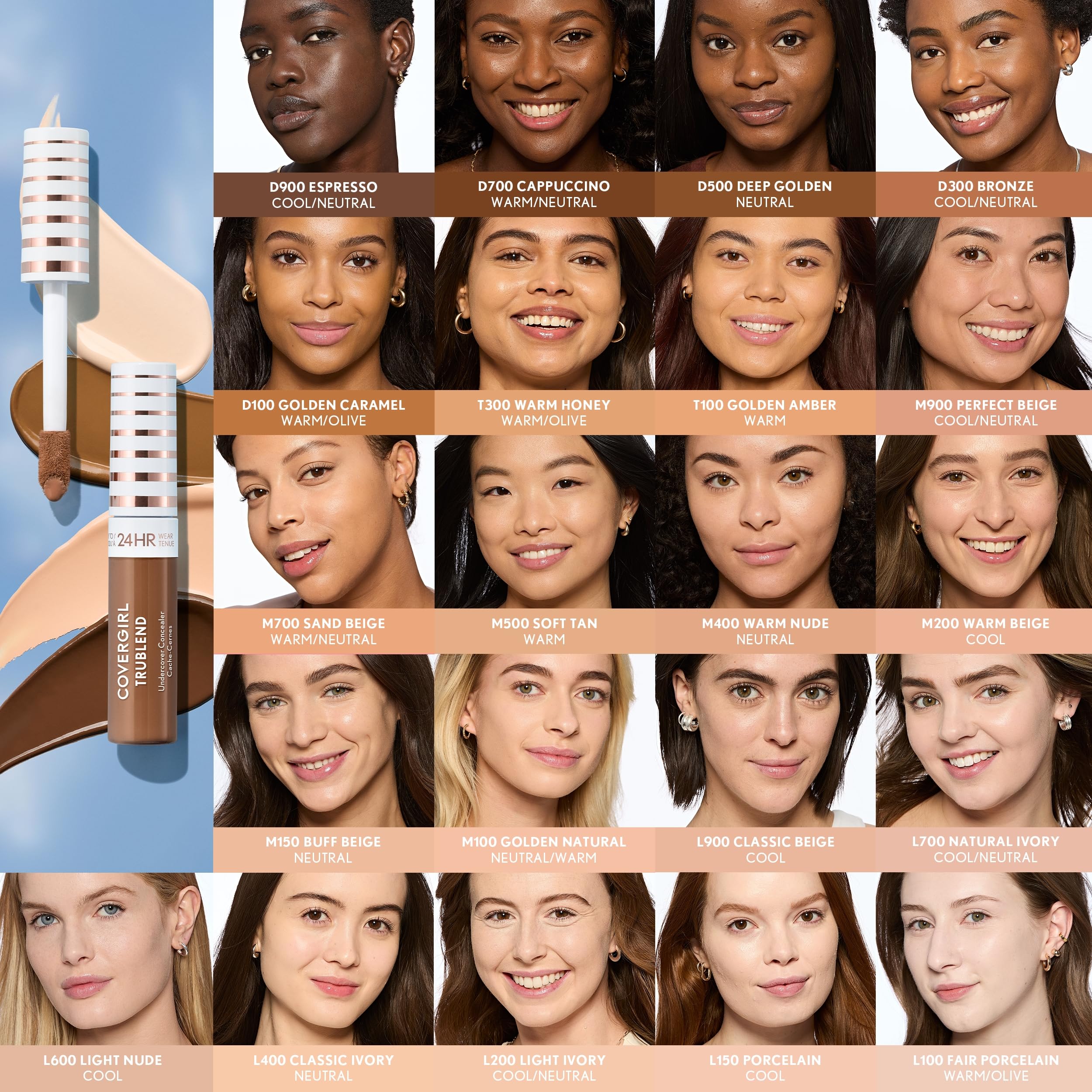 COVERGIRL TruBlend Undercover Concealer, Buildable, Full Coverage, 24-Hour Wear, Matte Finish - L700 Natural Ivory (Packaging May Vary)
