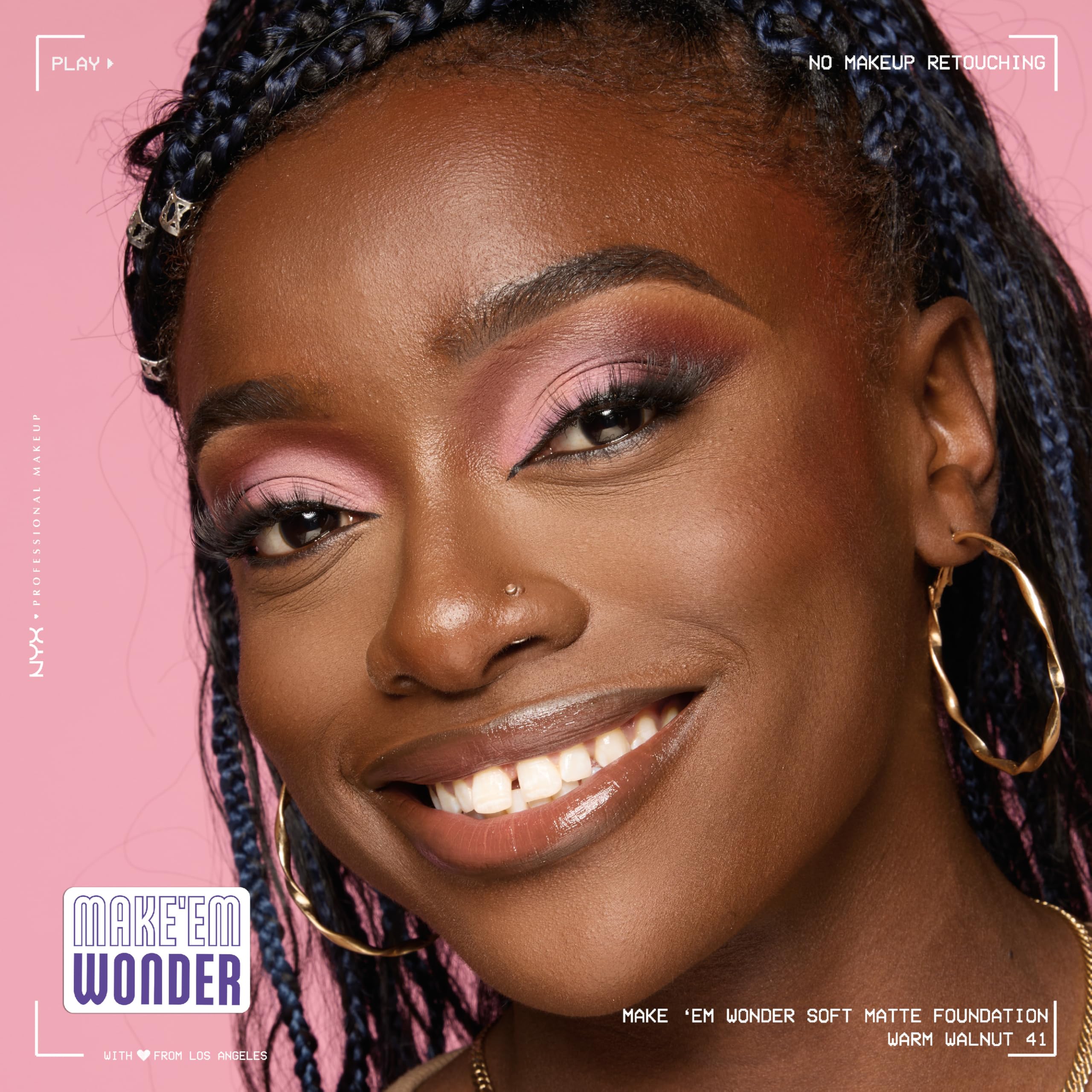 NYX PROFESSIONAL MAKEUP Make 'Em Wonder Liquid Foundation, 24HR Foundation Makeup With A Soft Matte Finish, Buildable Full Coverage - 41 Warm Walnut